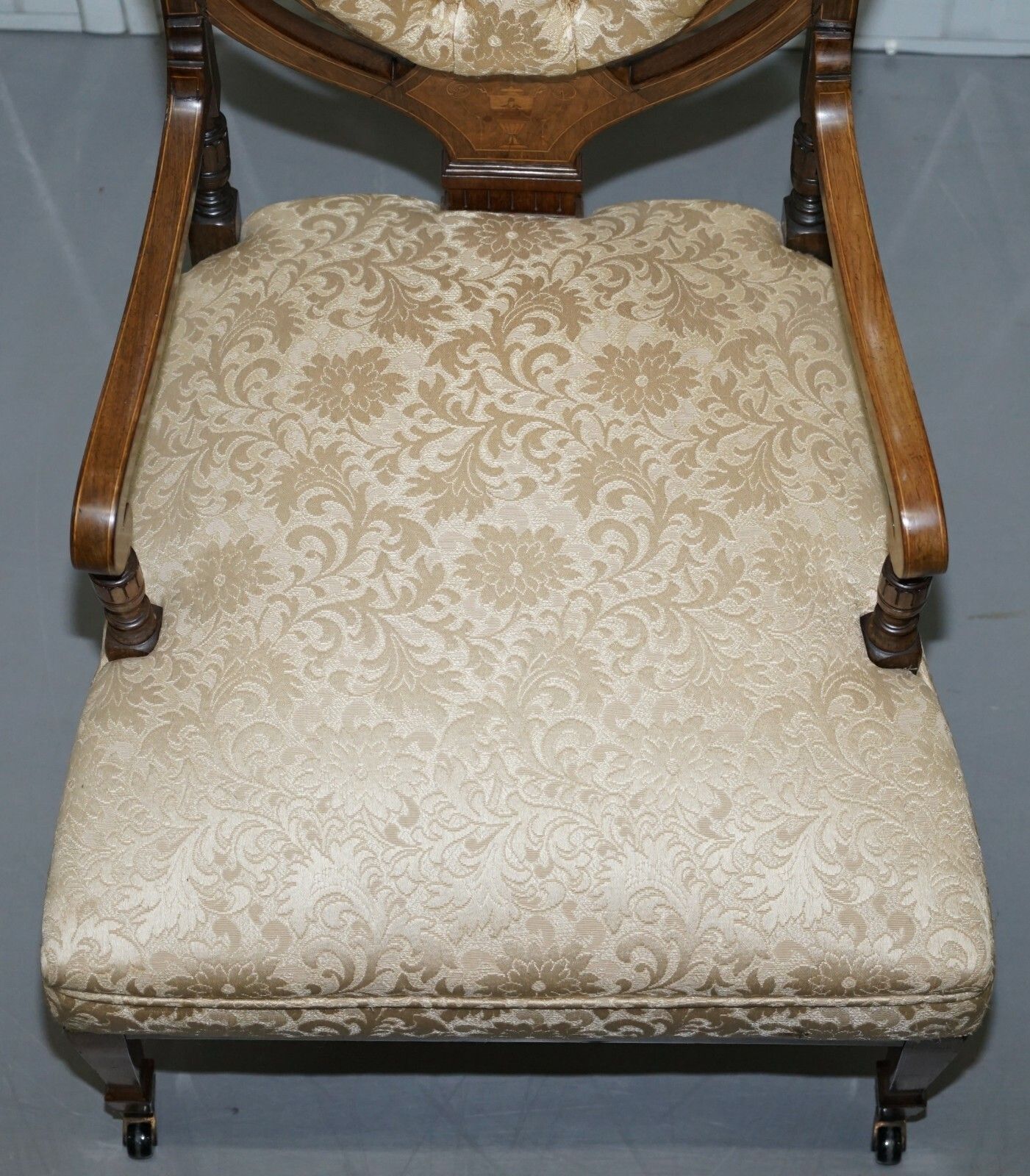 Stunning Rosewood Sheraton Revival Chesterfield Library Armchair Part Of A Suite photo for sale