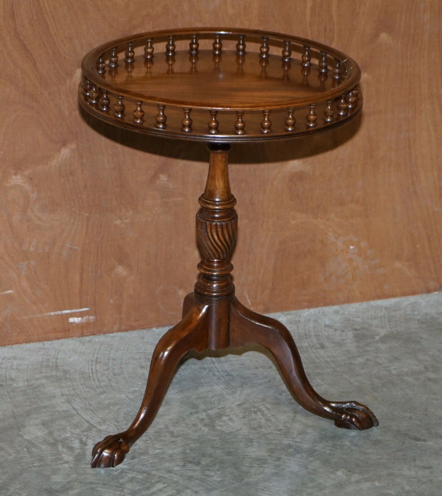 Flamed Mahogany Gallery Rail Side Table With Claw & Ball Feet Regency Style photo furniture