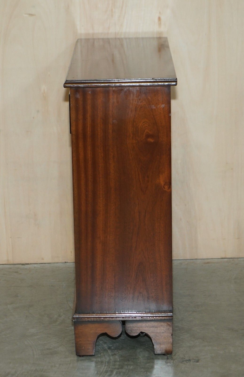 Vintage Two Drawer Bevan Funnell Flamed Mahogany Dwarf Open Library Bookcase photo vintage
