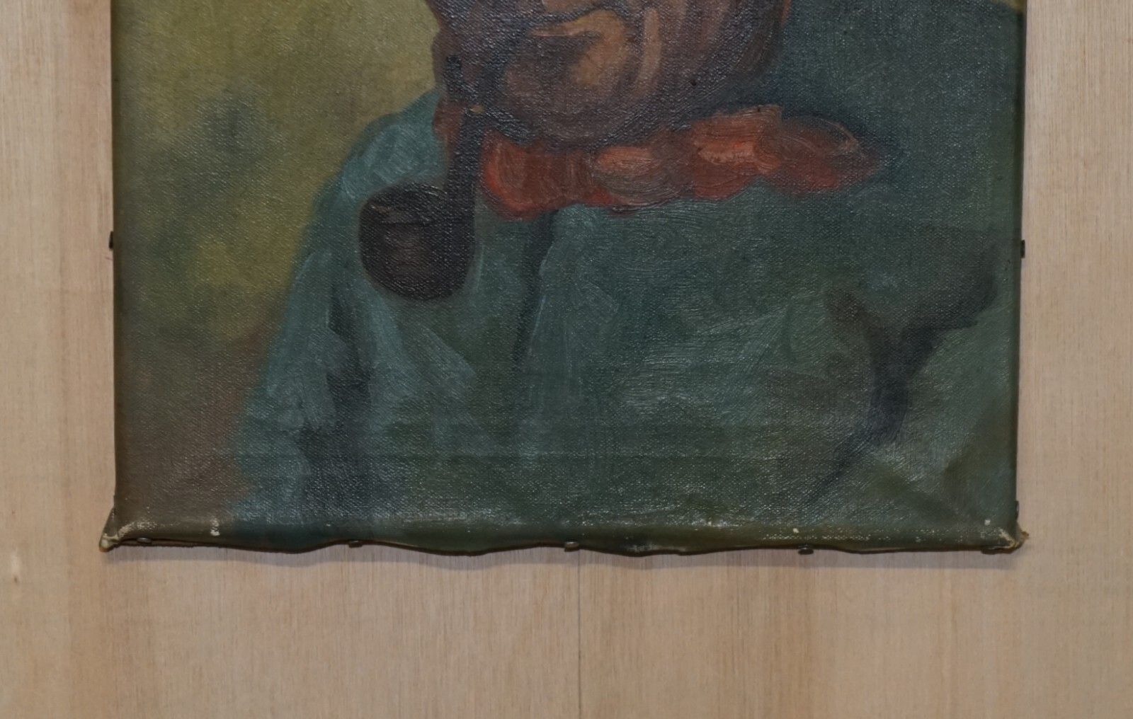 19th Century Dutch Oil On Canvas Painting Of Old Man Smoking A Pipe Part Suite photo for sale