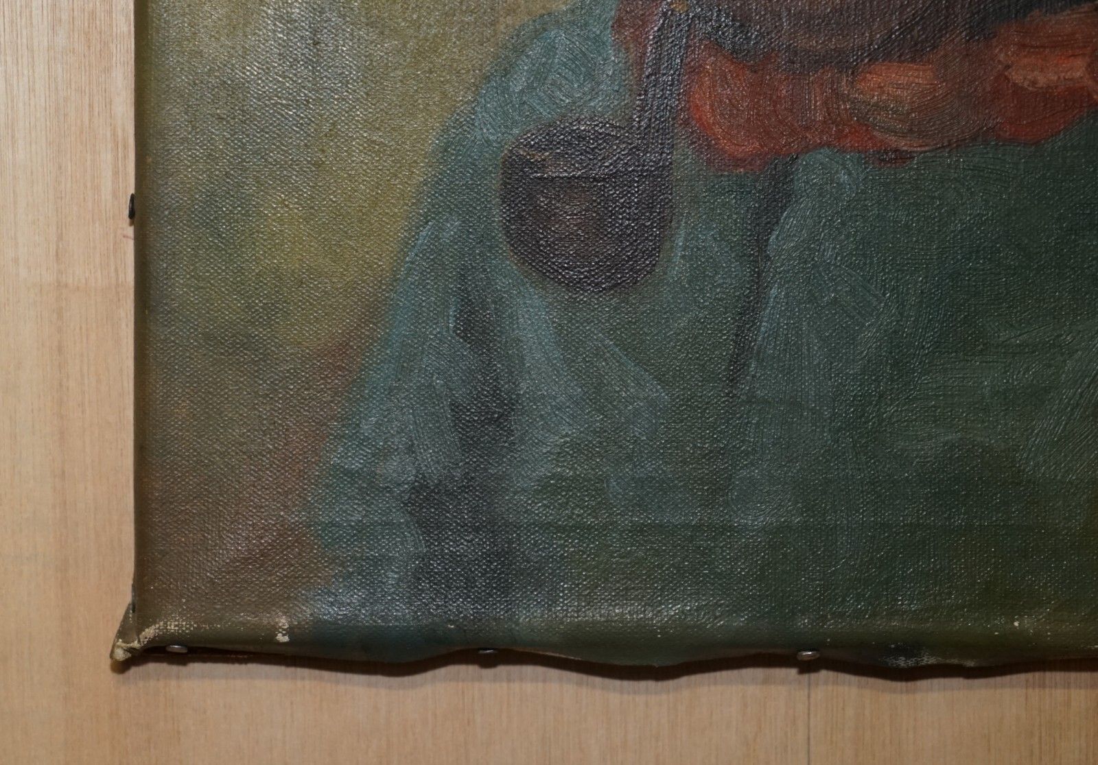 19th Century Dutch Oil On Canvas Painting Of Old Man Smoking A Pipe Part Suite photo vinterior