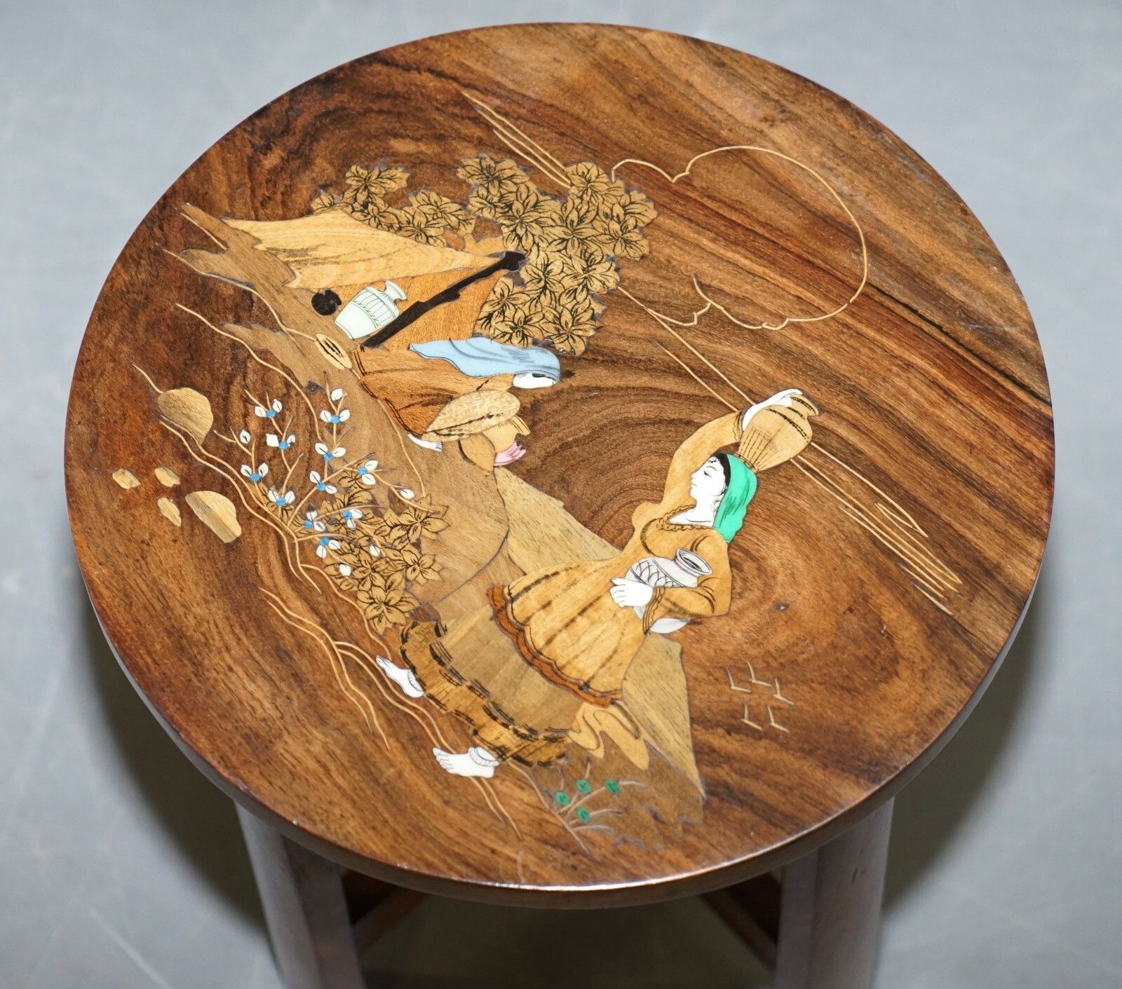 photo for sale Antique Japanese Shibayama Inlaid Rural Colelcting Water Jug Rosewood Side Table