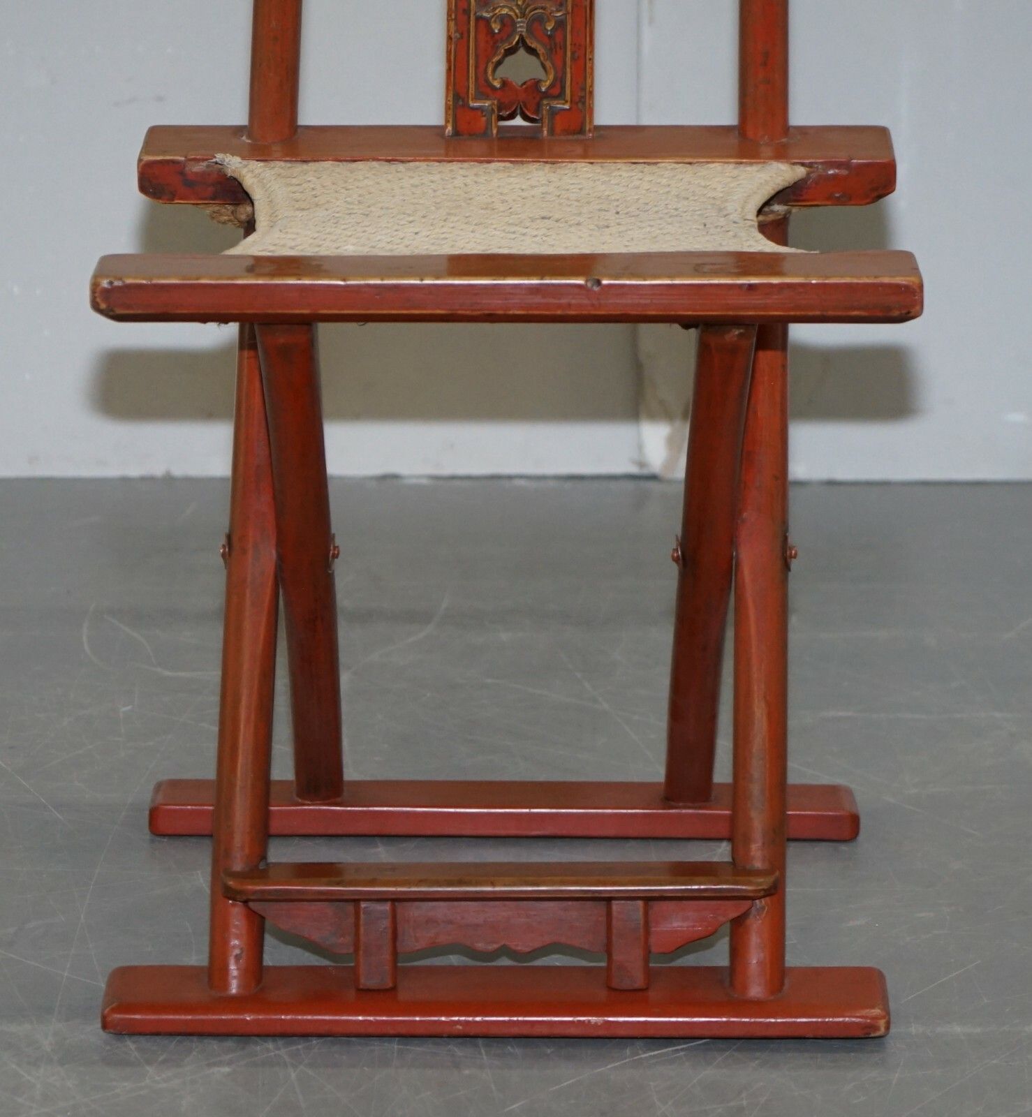 Antique Chinese Circa 1900  1920 Export Folding Occasional Chair Nice Carvings photo vintage