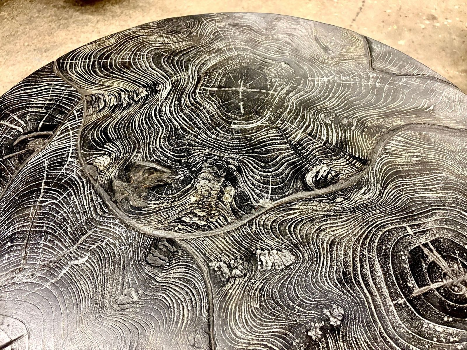 Organic Modern Round Black Coffee Table   Special Lacquered Suar Wood, Idn 2025 photo Furniture