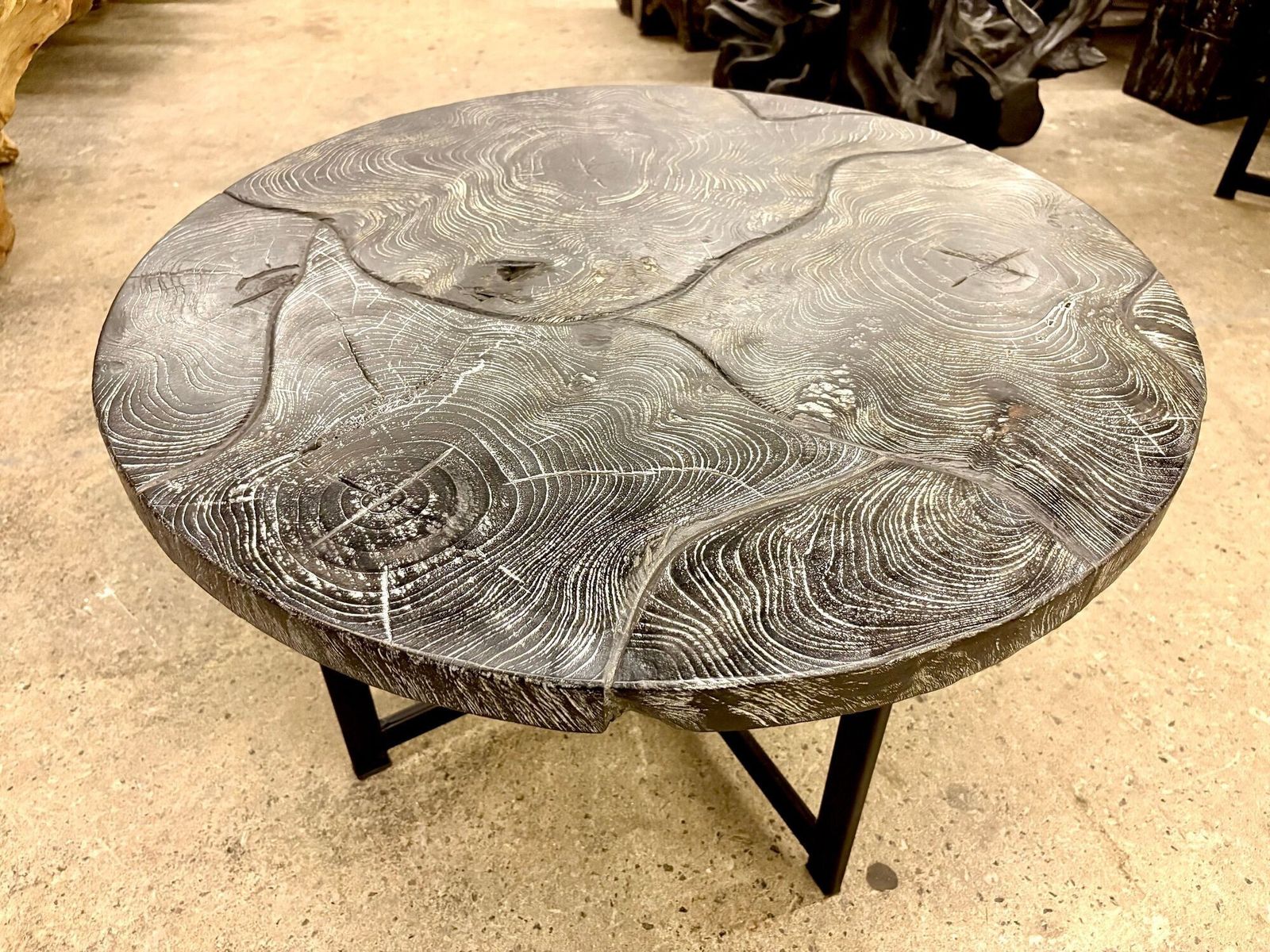 Organic Modern Round Black Coffee Table   Special Lacquered Suar Wood, Idn 2025 photo 1600.0
