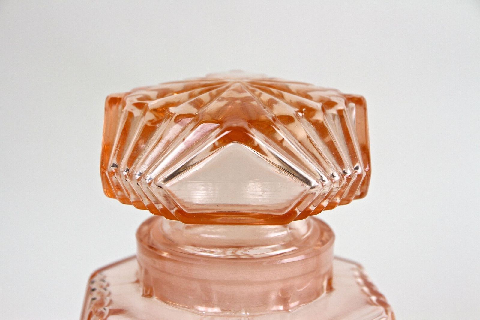 20th Century Art Deco Glass Decanter Set Of Seven, Coral Colored, At Ca. 1920 photo buy
