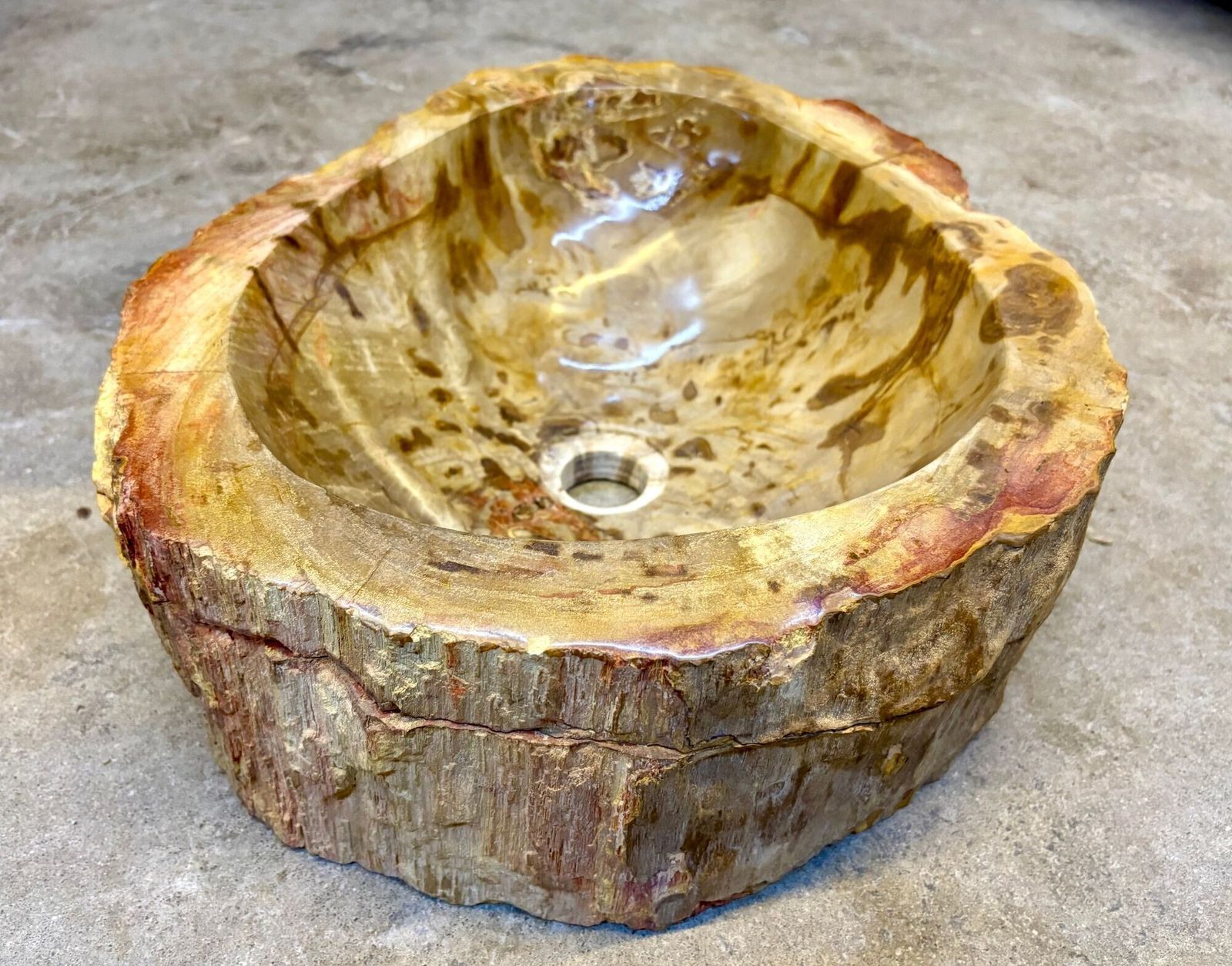 Petrified Wood Sink In Beige/ Brown/ Yellow Tones, Top Quality, Idn 2025 photo furniture