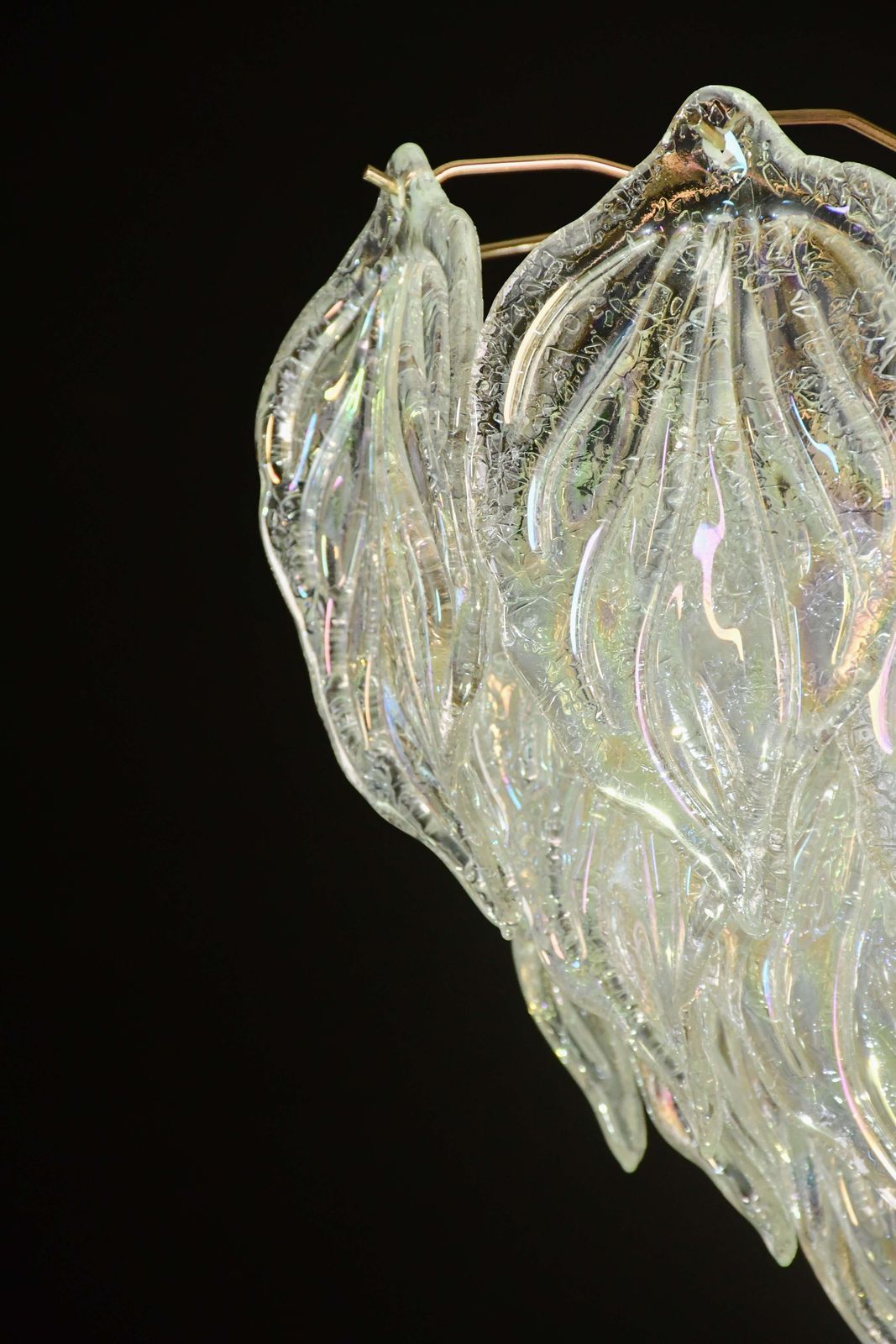 Amazing Large Murano Glass Rainbow Leaves Chandelier photo Lighting