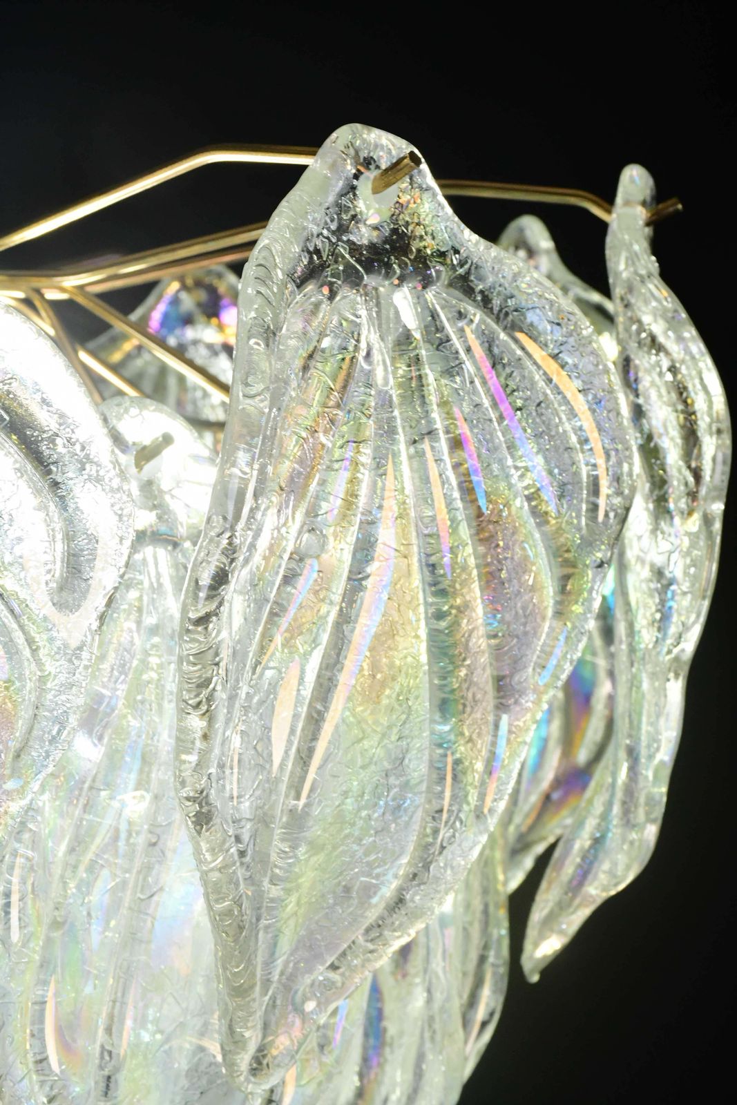 photo furniture Amazing Large Murano Glass Rainbow Leaves Chandelier