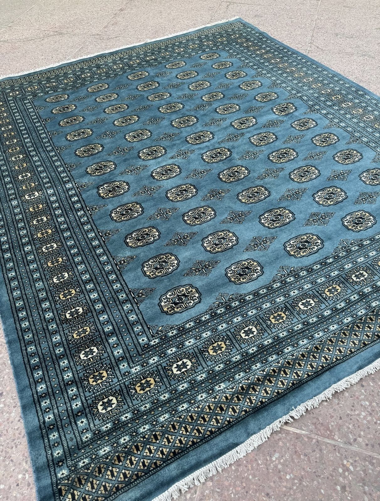 Denim Blue Bokhara Rug 8x10, Late 20th Century photo 1400.0