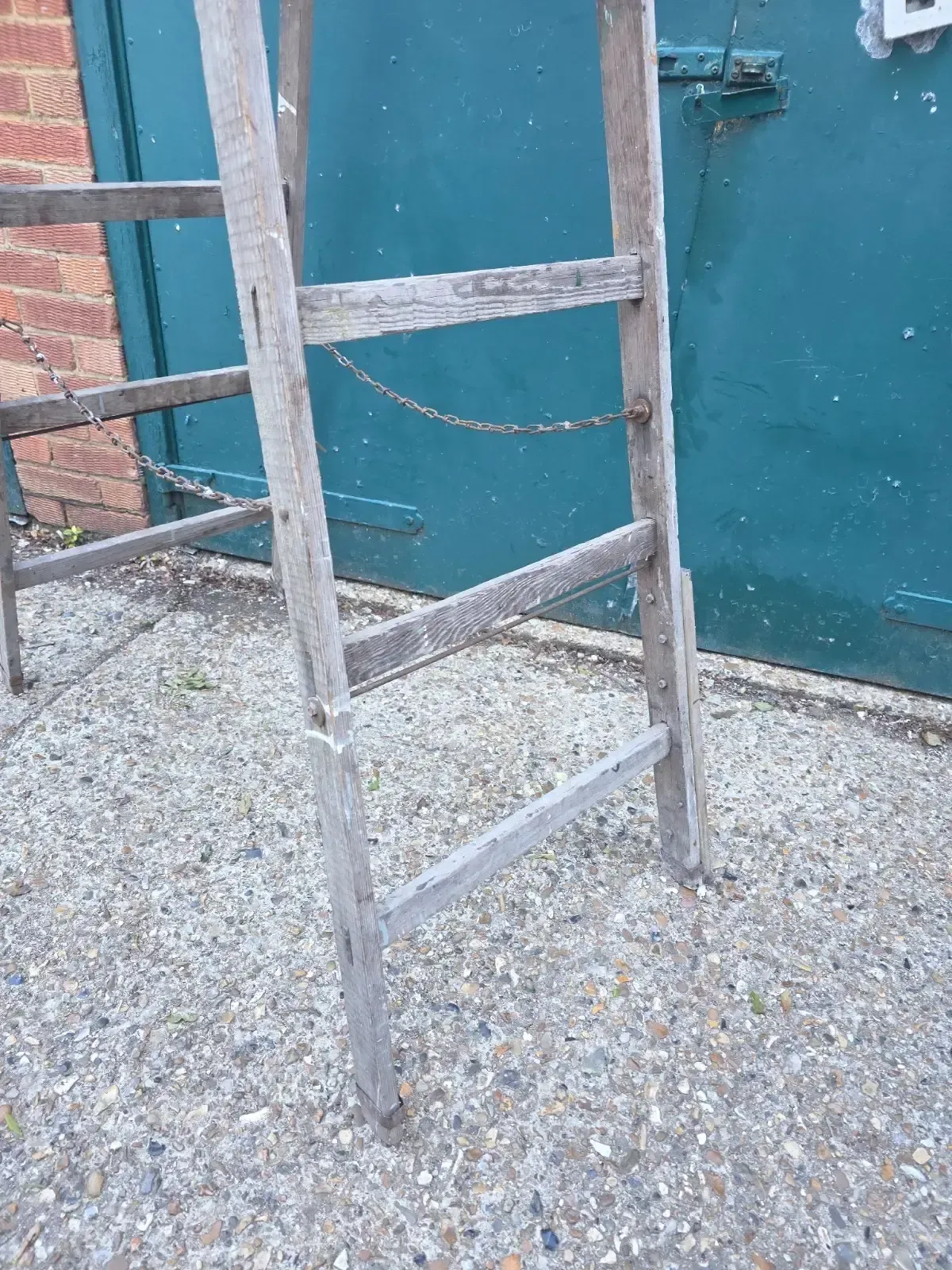 Vintage French Pine Wooden Trestle Ladders Shelving Wedding Display photo furniture
