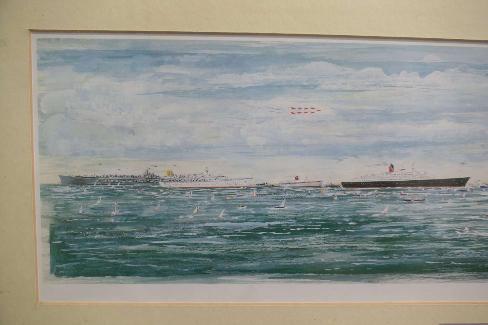 1994 Watercolour, Fleet Review Of Spithead By Mike Miller photo Art