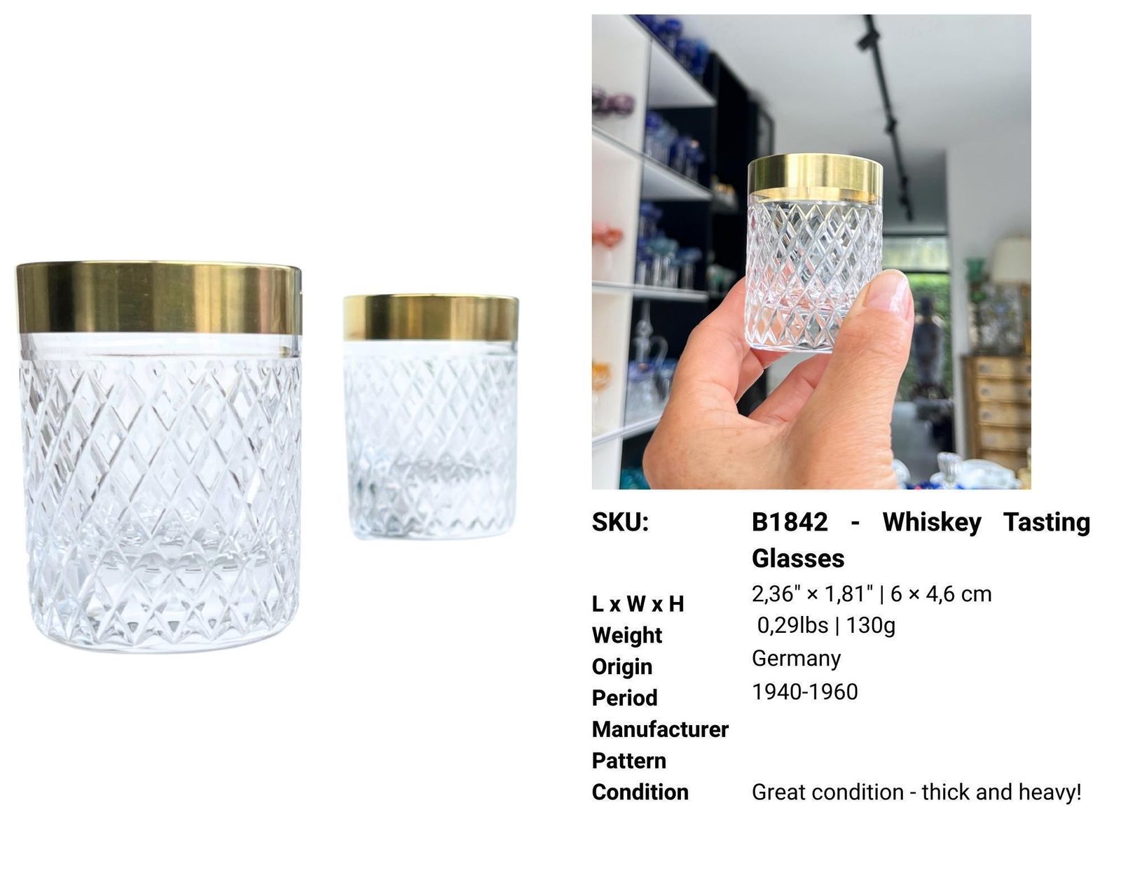 Whiskey Tasting Set | 6pcs | 1950 Crystal Gold photo furniture