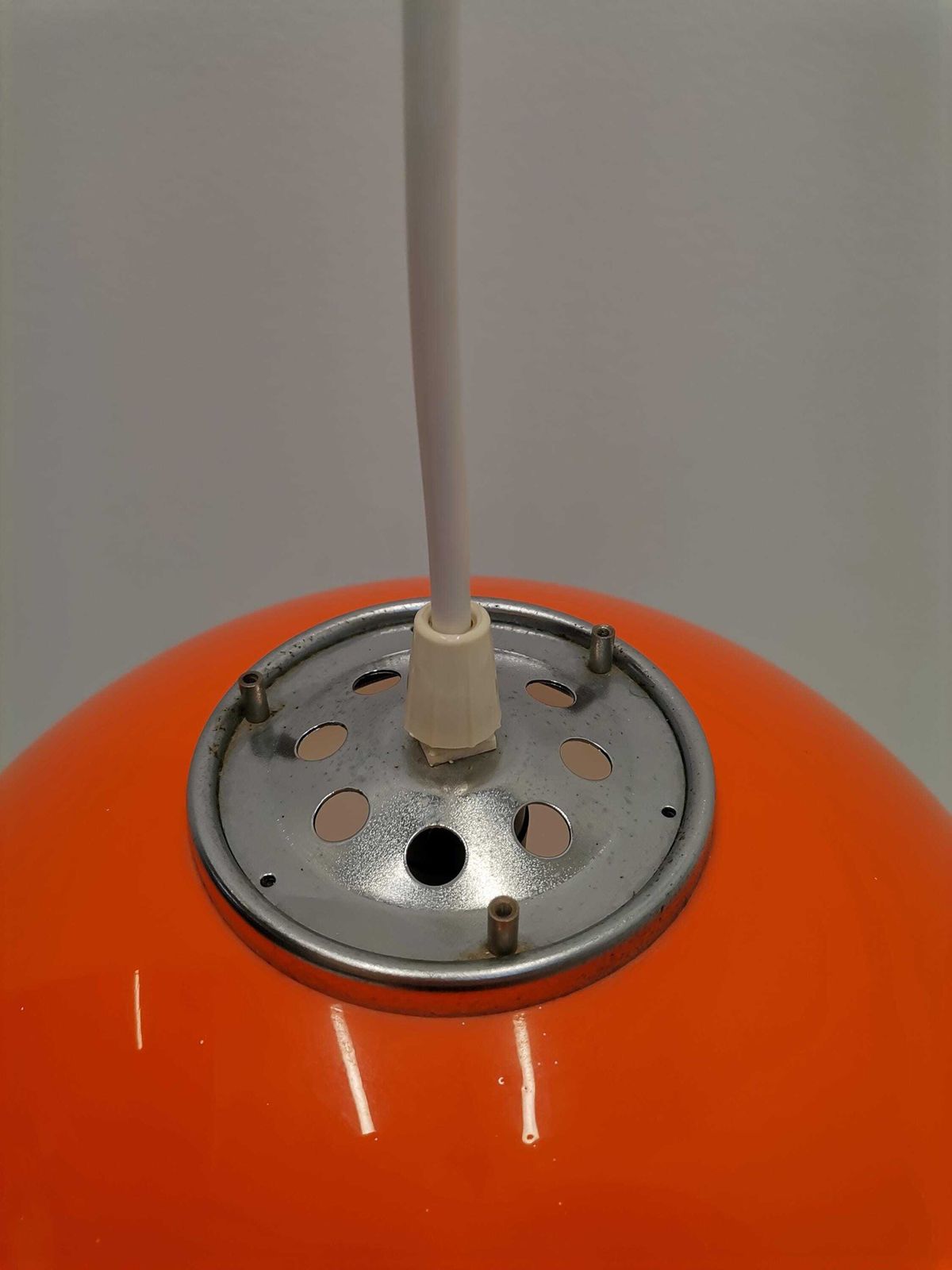 Mid Century Small Ufo Pendant Light / Orange And White Acrylic / Guzzini Italy And Meblo Yugoslavia (1 Of 2) photo Lighting