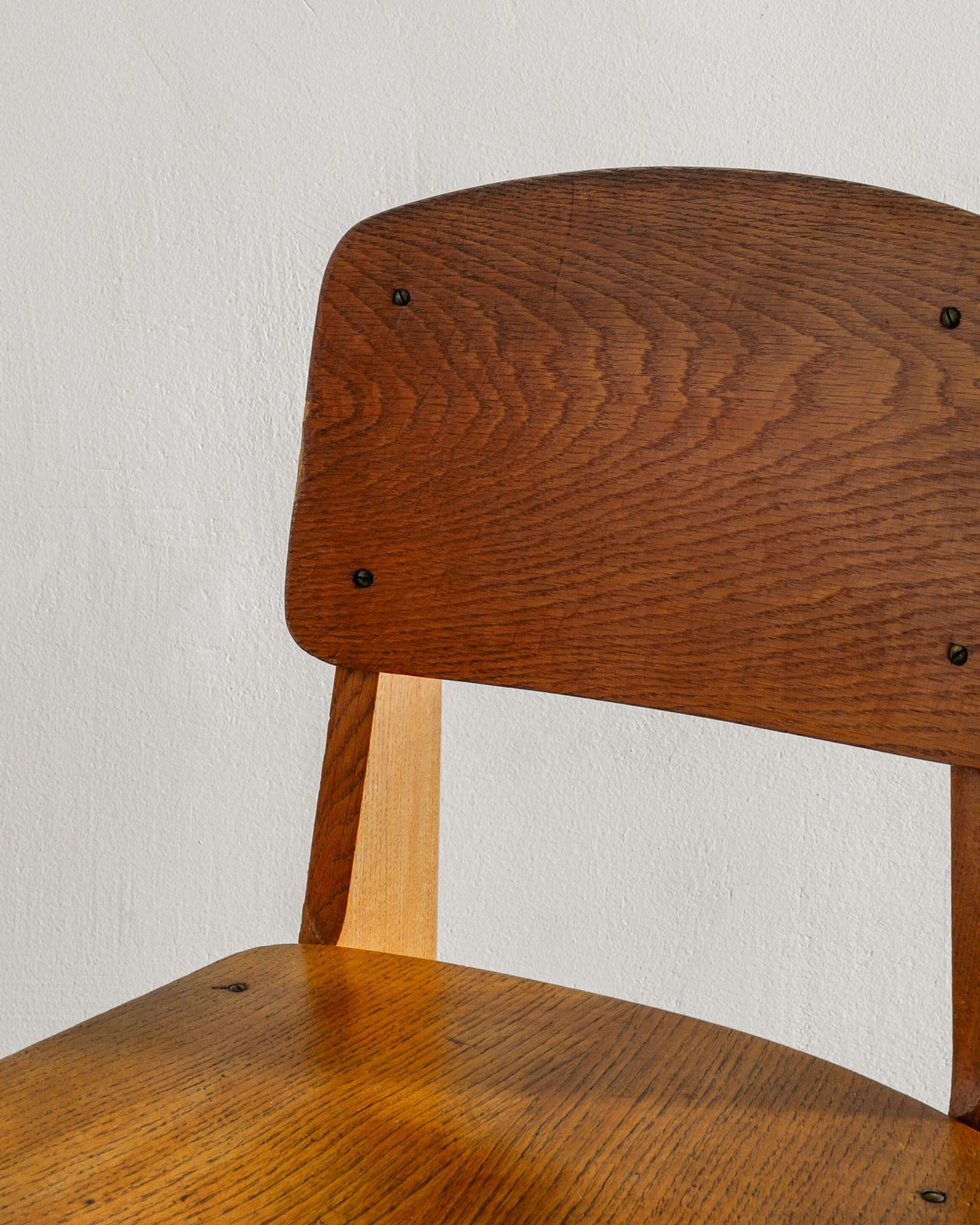 Pair Of French Mid Century Wooden "Tout Bois" Dining Chairs By Jean Prouvé, 1940s photo vinterior