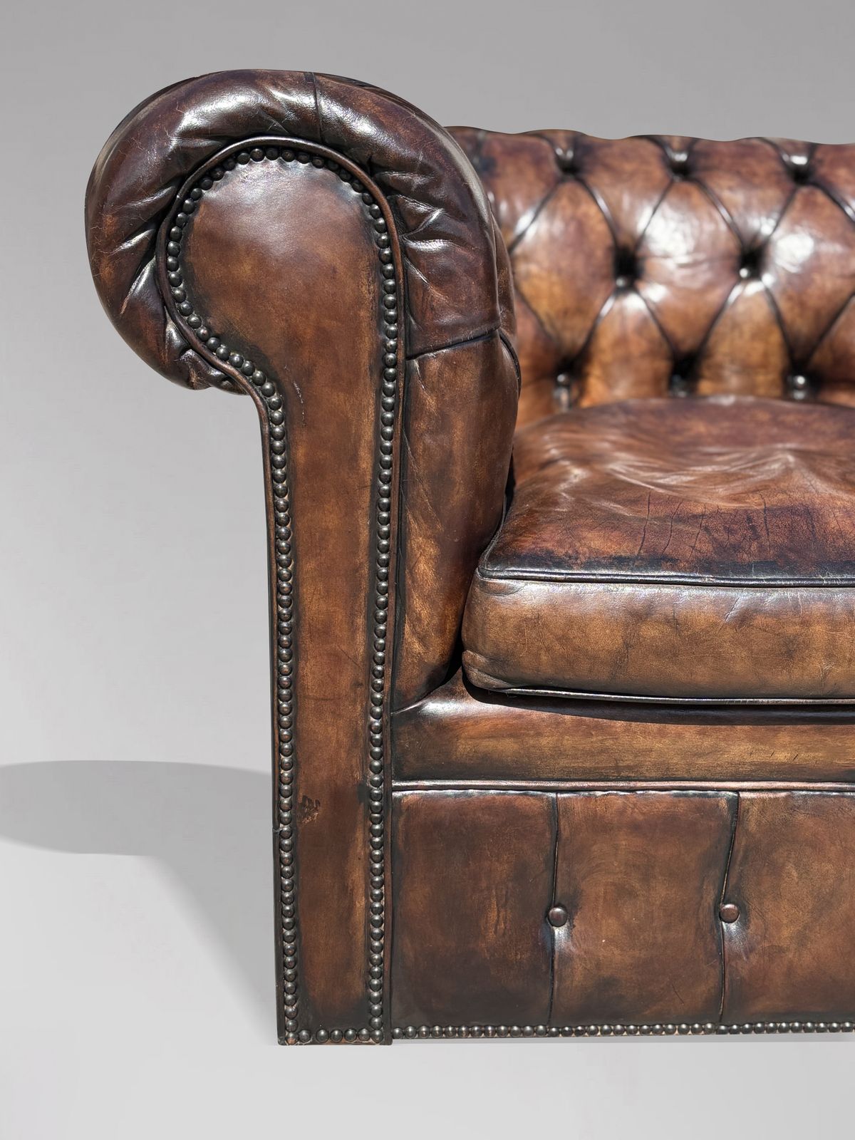 2200.0 Early 20th Century Brown Leather Chesterfield Armchair photo