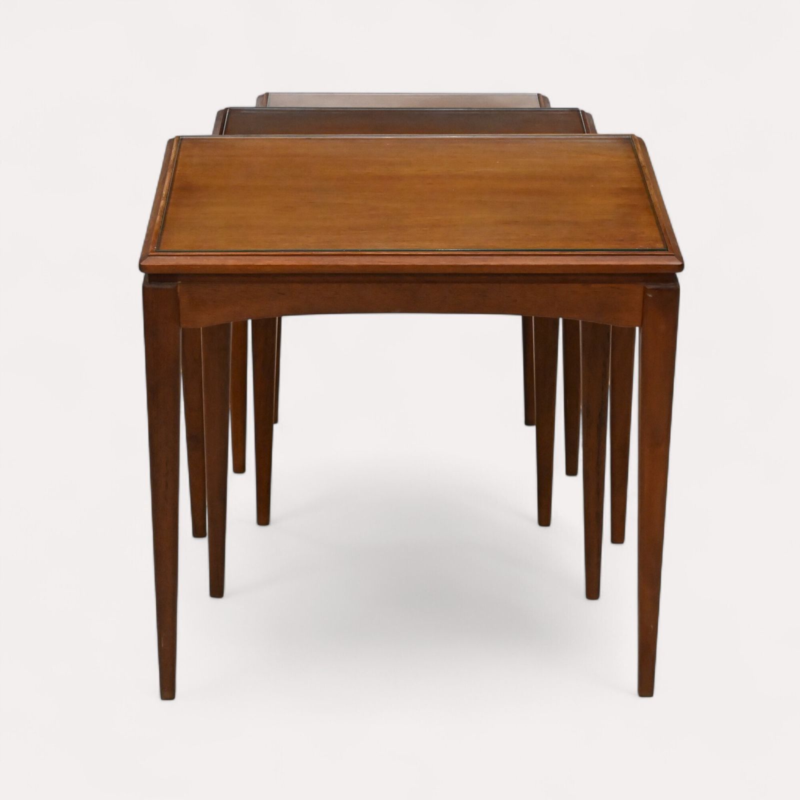 Retro Teak Nest Of Tables With Glass Tops Free Uk Delivery. photo for sale