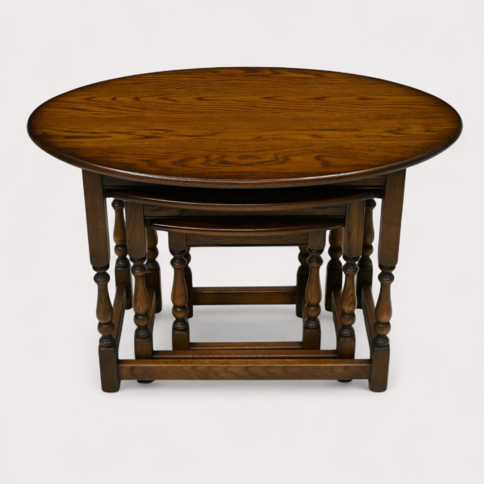 Old Charm Oval Nest Of Tables In Light Oak Model 1990 Vgc Free Uk Delivery* photo furniture