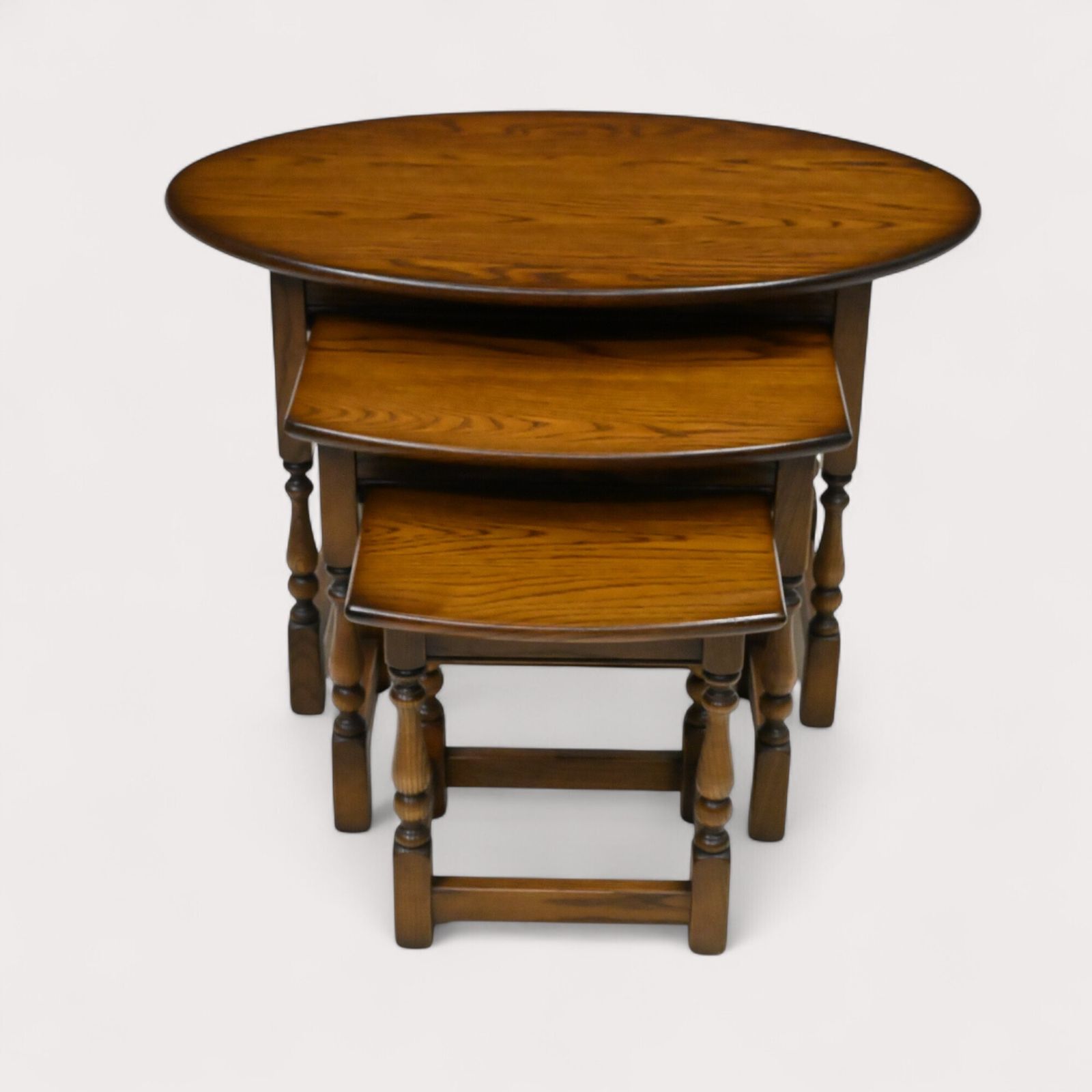 Old Charm Oval Nest Of Tables In Light Oak Model 1990 Vgc Free Uk Delivery* photo Furniture