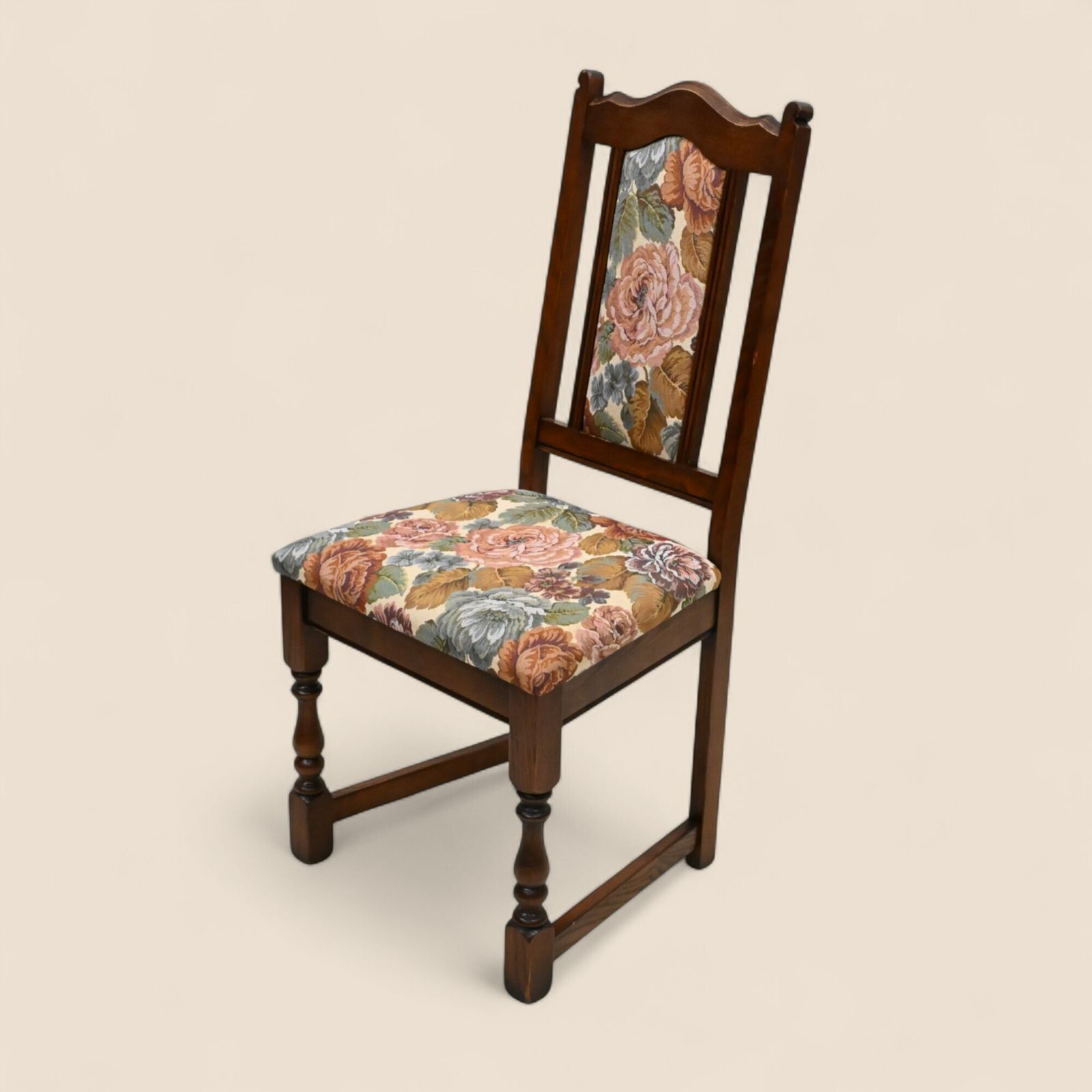 627.0 6 Old Charm Dining Chairs Upholstered Tudor Brown Frames Free Uk Delivery* photo