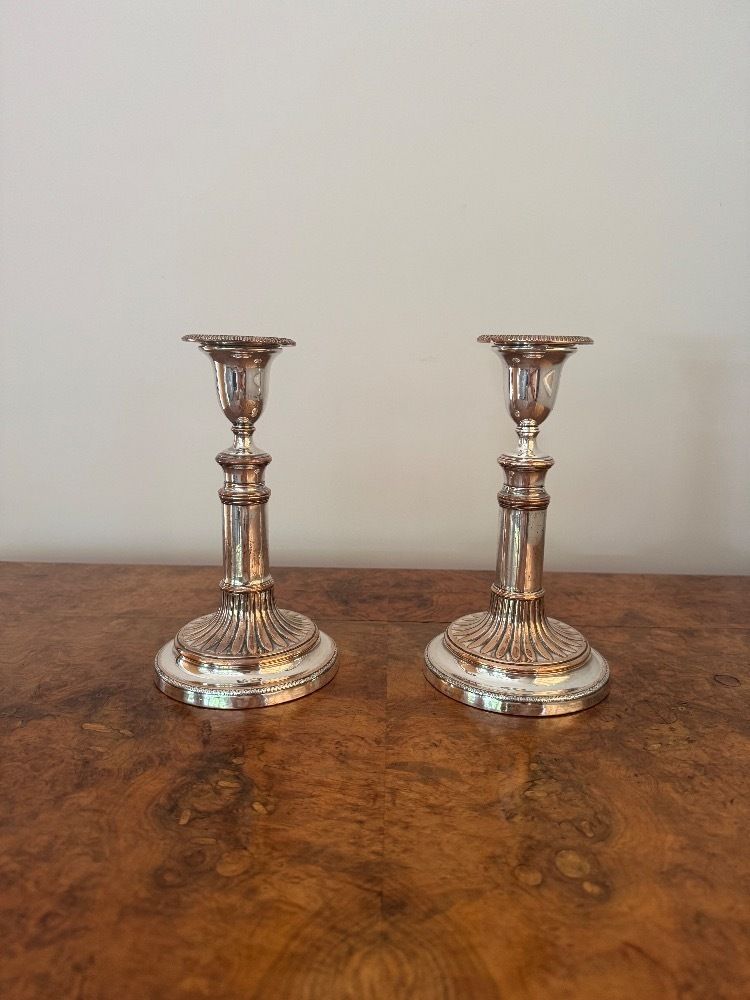Fine Quality Pair Of Antique Regency Telescopic Candlesticks photo for sale