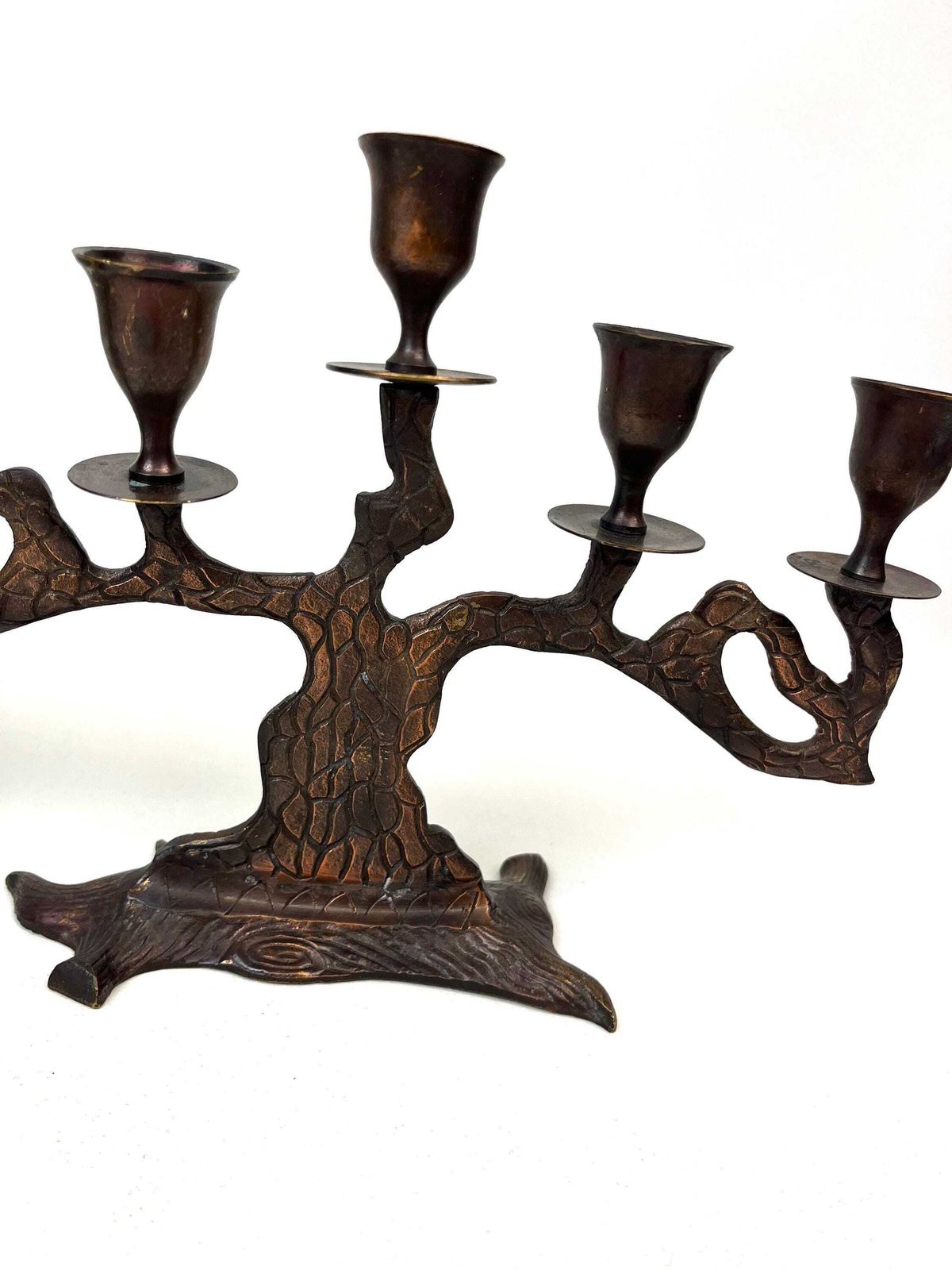 Stunning Pair Mid Century Anthroposoph Organic Tree Shaped Candle Holders Candlesticks photo vinterior