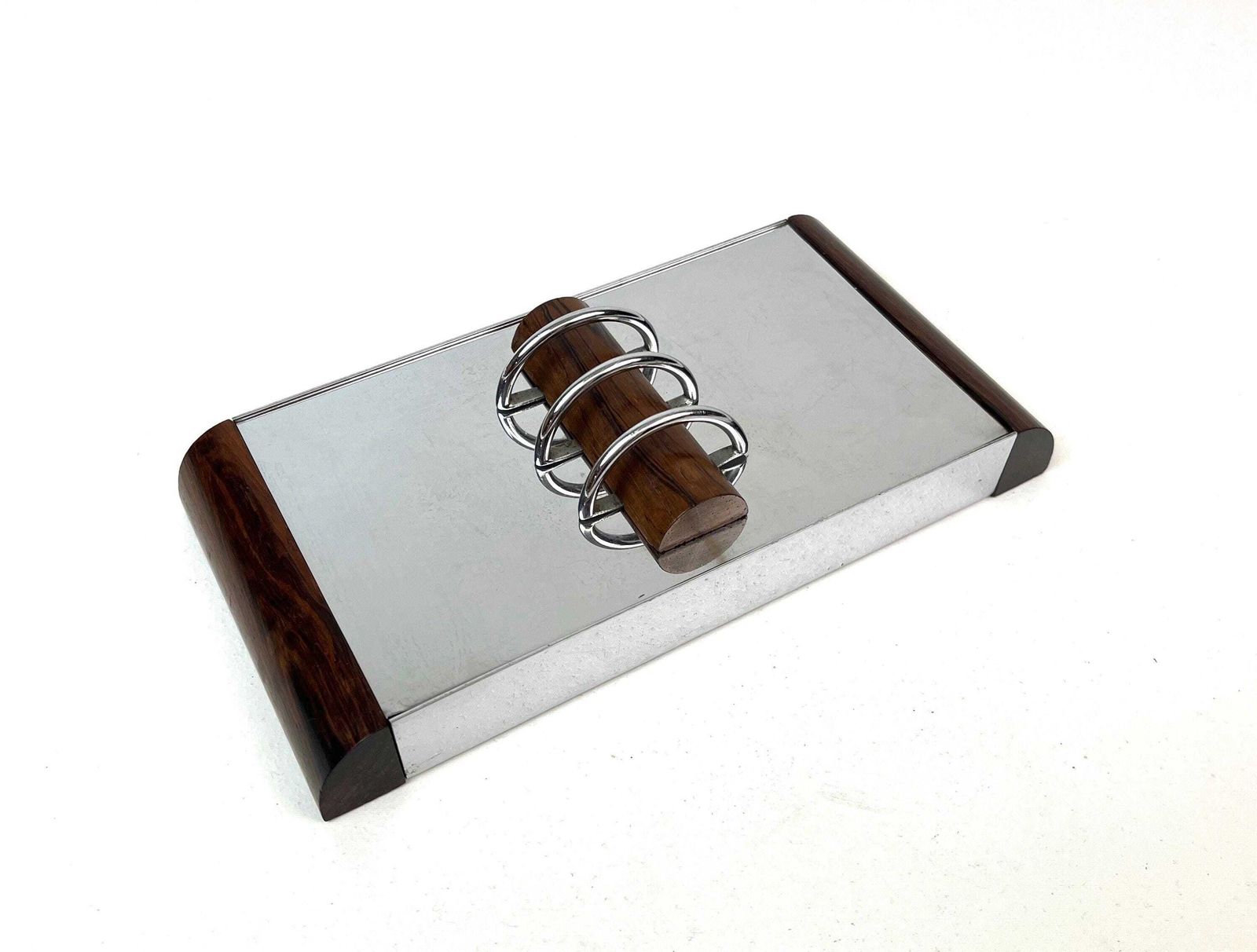Rare Cubist Art Deco Bauhaus Chrome & Rosewood Jewelry Box France 1930 photo furniture