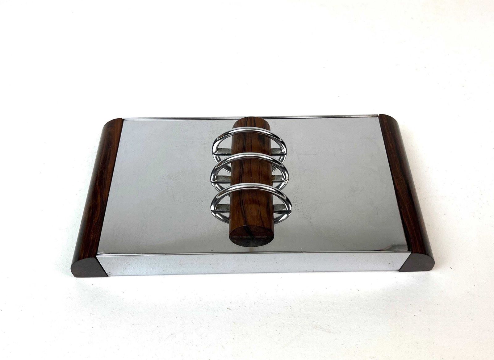 Rare Cubist Art Deco Bauhaus Chrome & Rosewood Jewelry Box France 1930 photo for sale