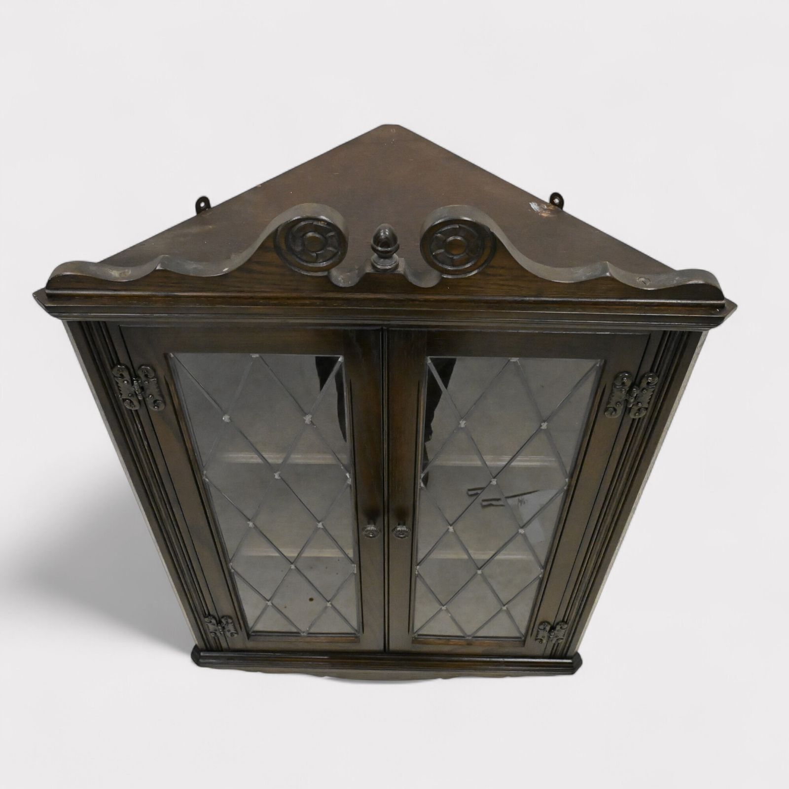 Old Charm Hanging Corner Display Cabinet Leaded Glass Model 1914 Free Delivery photo for sale