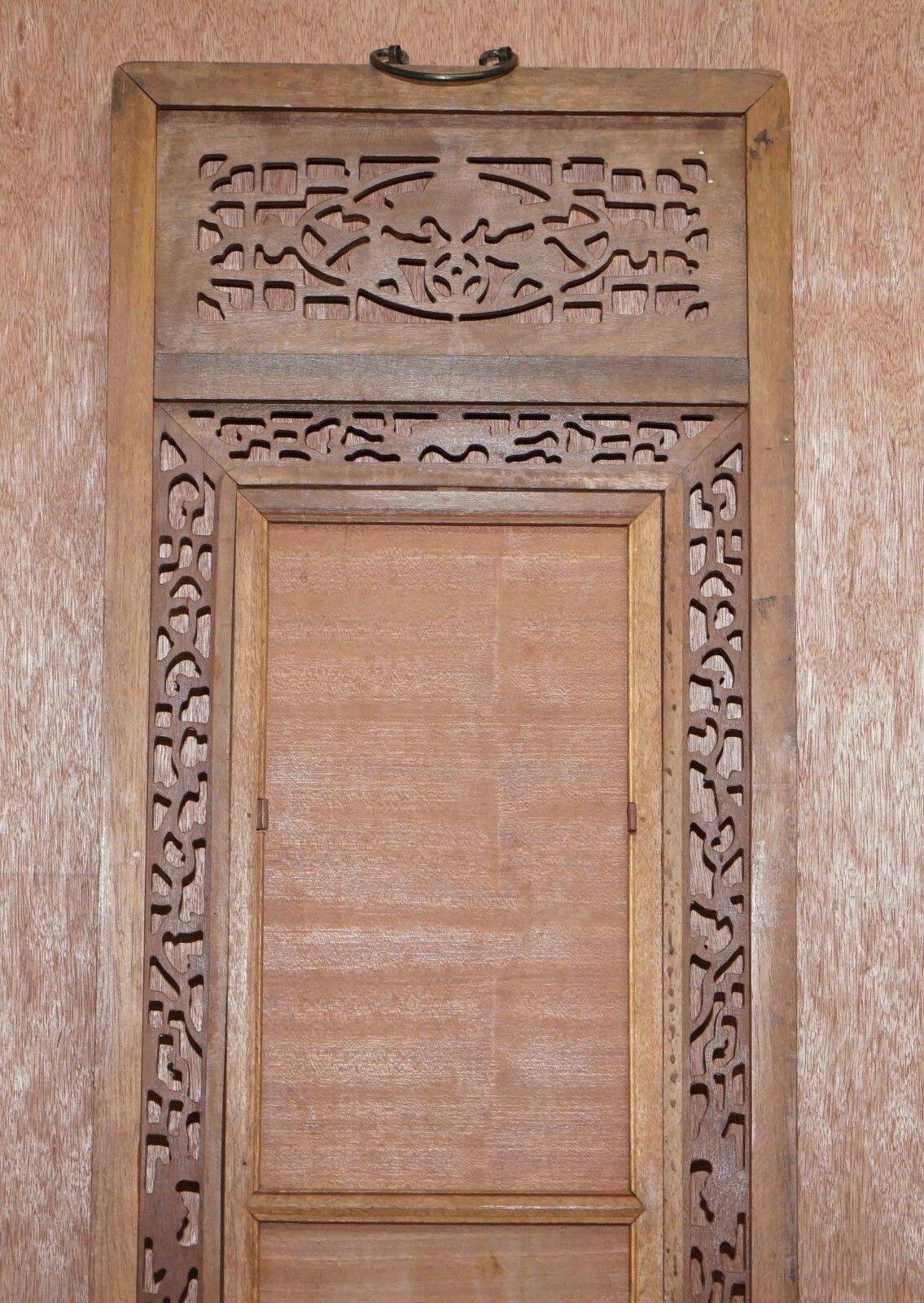 photo for sale Carved Chinese Wood Mirror Panel Depicting Bats Symbol Of Happiness Good Fortune