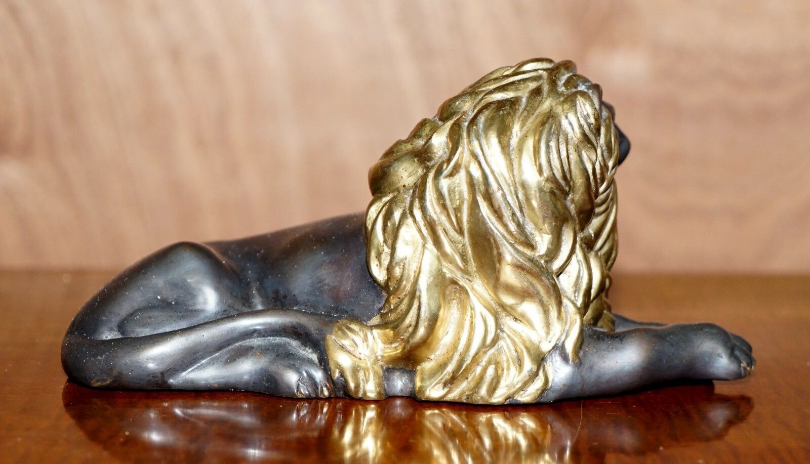 Lovely 19th Century Victorian Gold Gilt Bronze Recumbent Lion Laying Down photo vintage