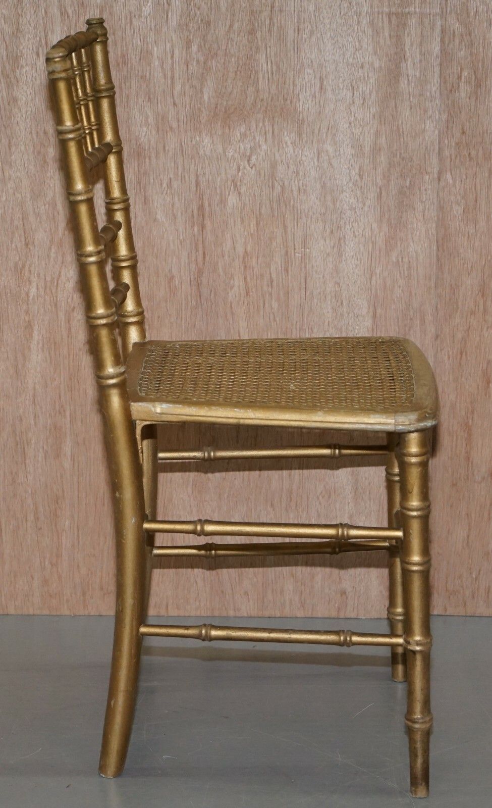 Pair Of Edwardian Giltwood Famboo Regency Style Bergere Chairs With Gold Gilding photo buy
