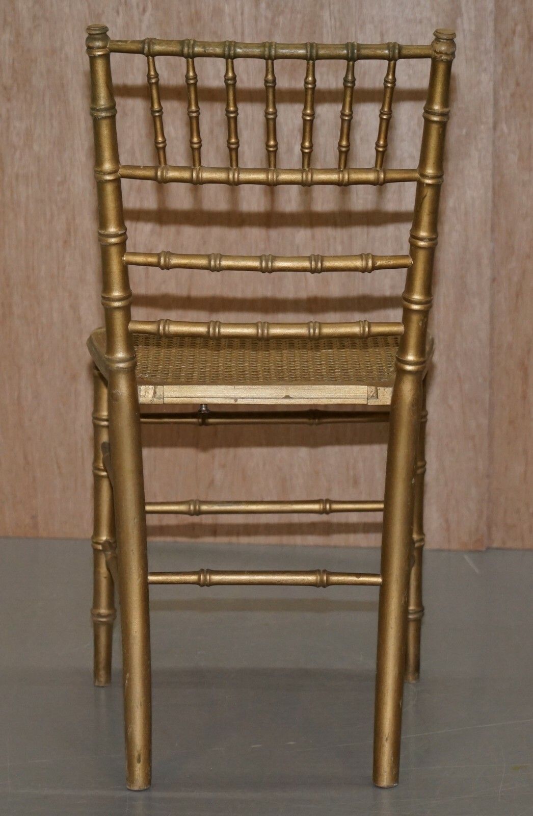Pair Of Edwardian Giltwood Famboo Regency Style Bergere Chairs With Gold Gilding photo vintage