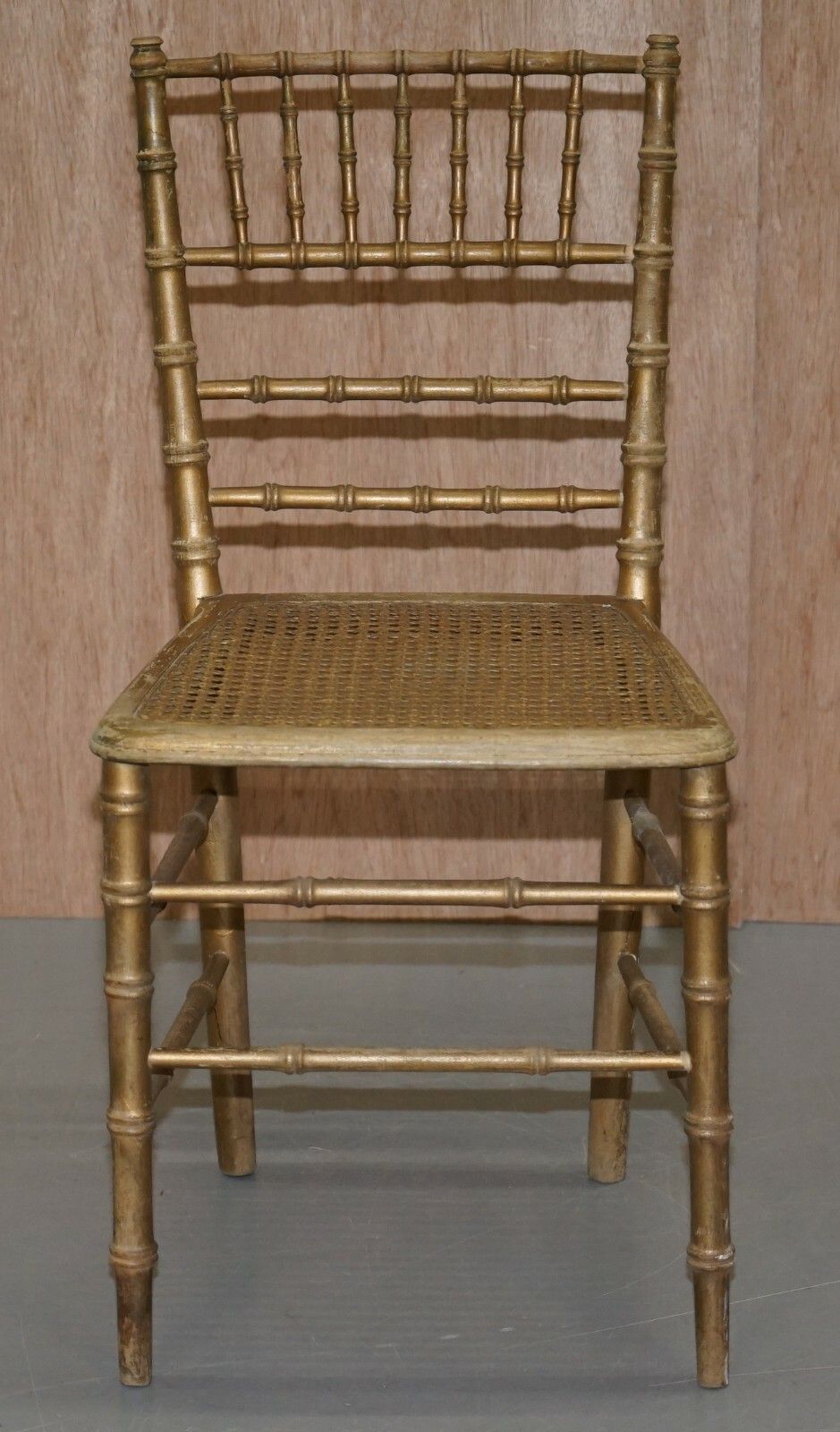 650.0 Pair Of Edwardian Giltwood Famboo Regency Style Bergere Chairs With Gold Gilding photo