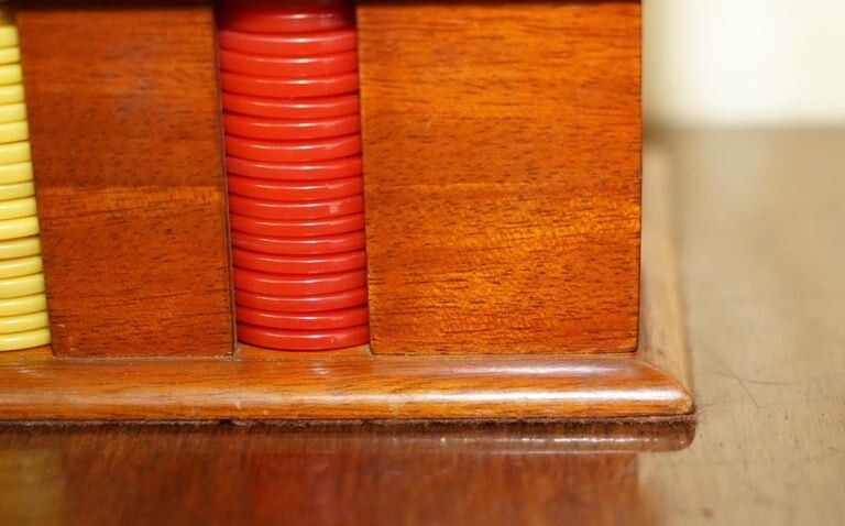 Antique Circa 1920 Art Deco Casion Chip Poker Set With Bakelite Handle Case photo vinterior