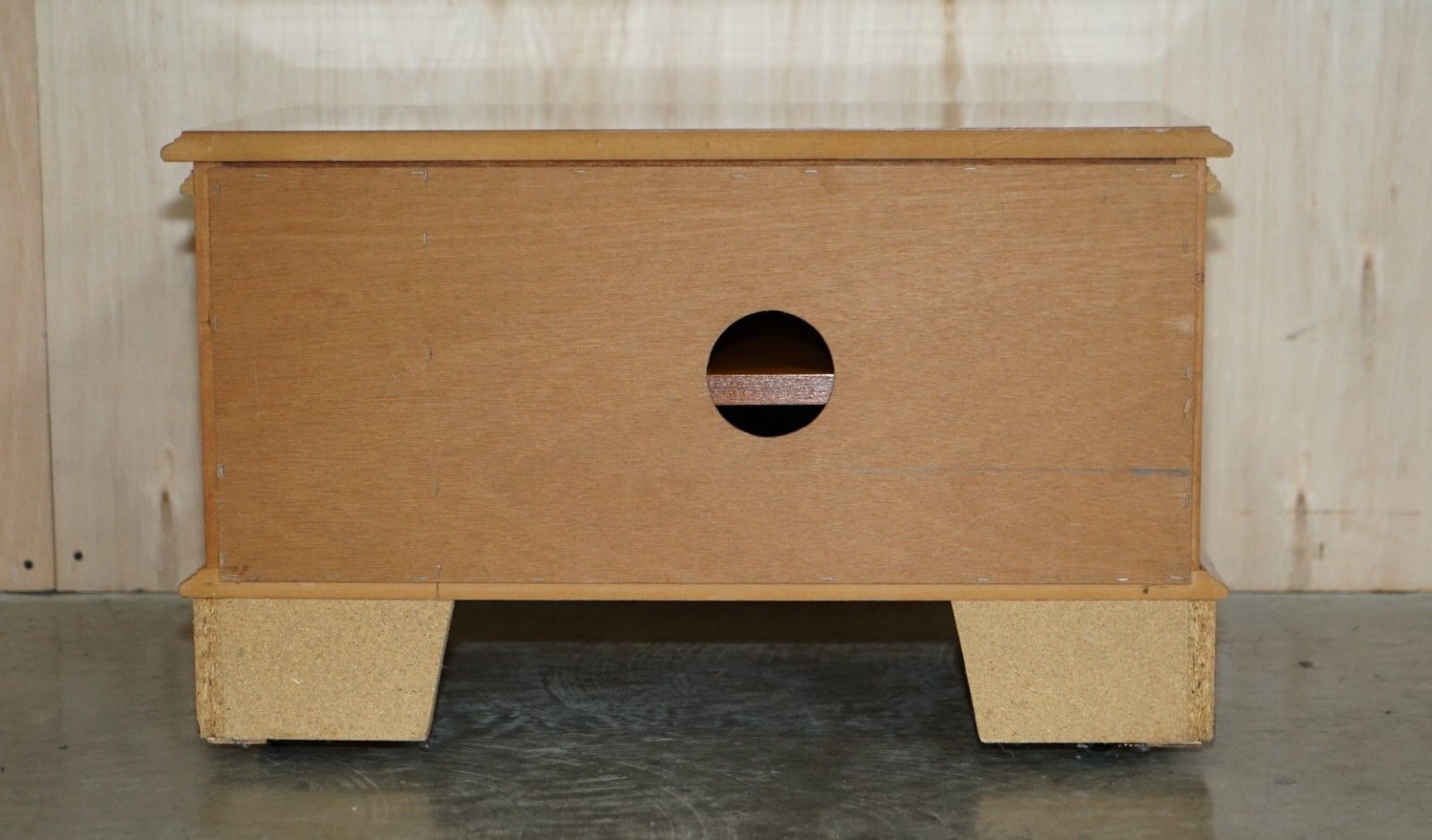 Burr Yew Wood Drop Front Media Television Stand Designed To Hide Sky Boxes Etc photo vinterior