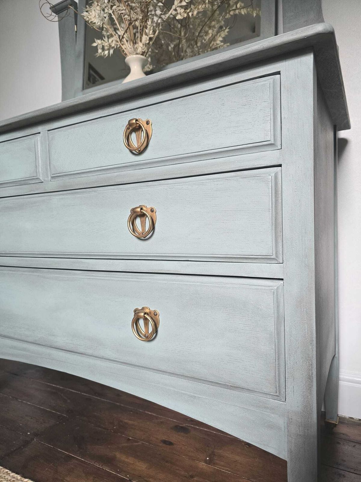 Edwardian Chest Of Drawers, Dresser With Bevelled Mirror.  Hand Painted In Fusion French Eggshell photo 795.0