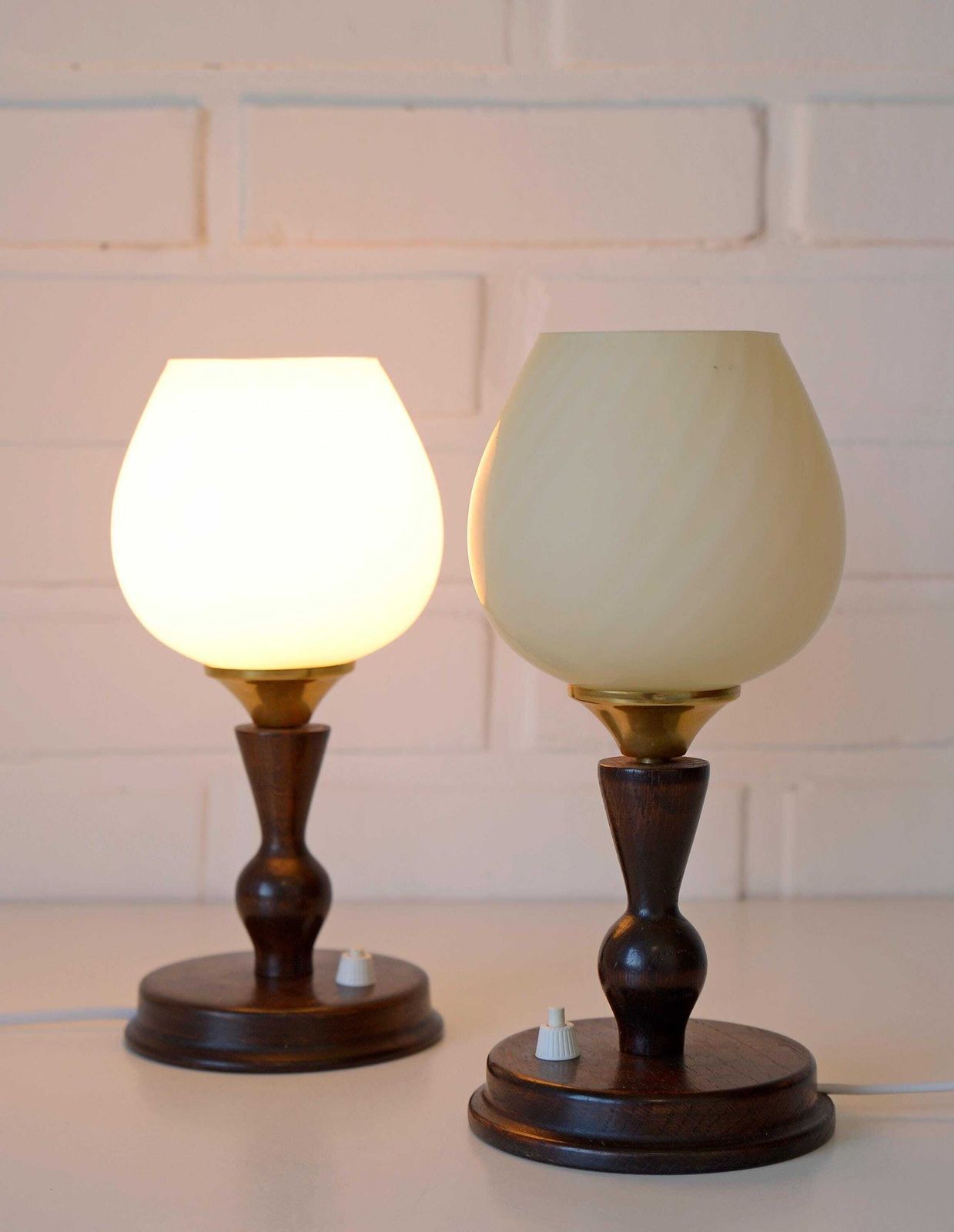 Pair Of Vintage Bedside Lamps Nightstand Lamps Wooden Rustic Desk Lights photo for sale
