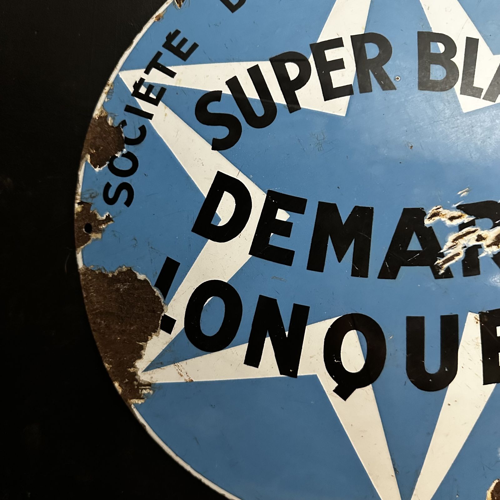French Enamel Advertising Sign — “Super Blanc Demarle Lonquety” (C.1930–1950) photo Home Decor