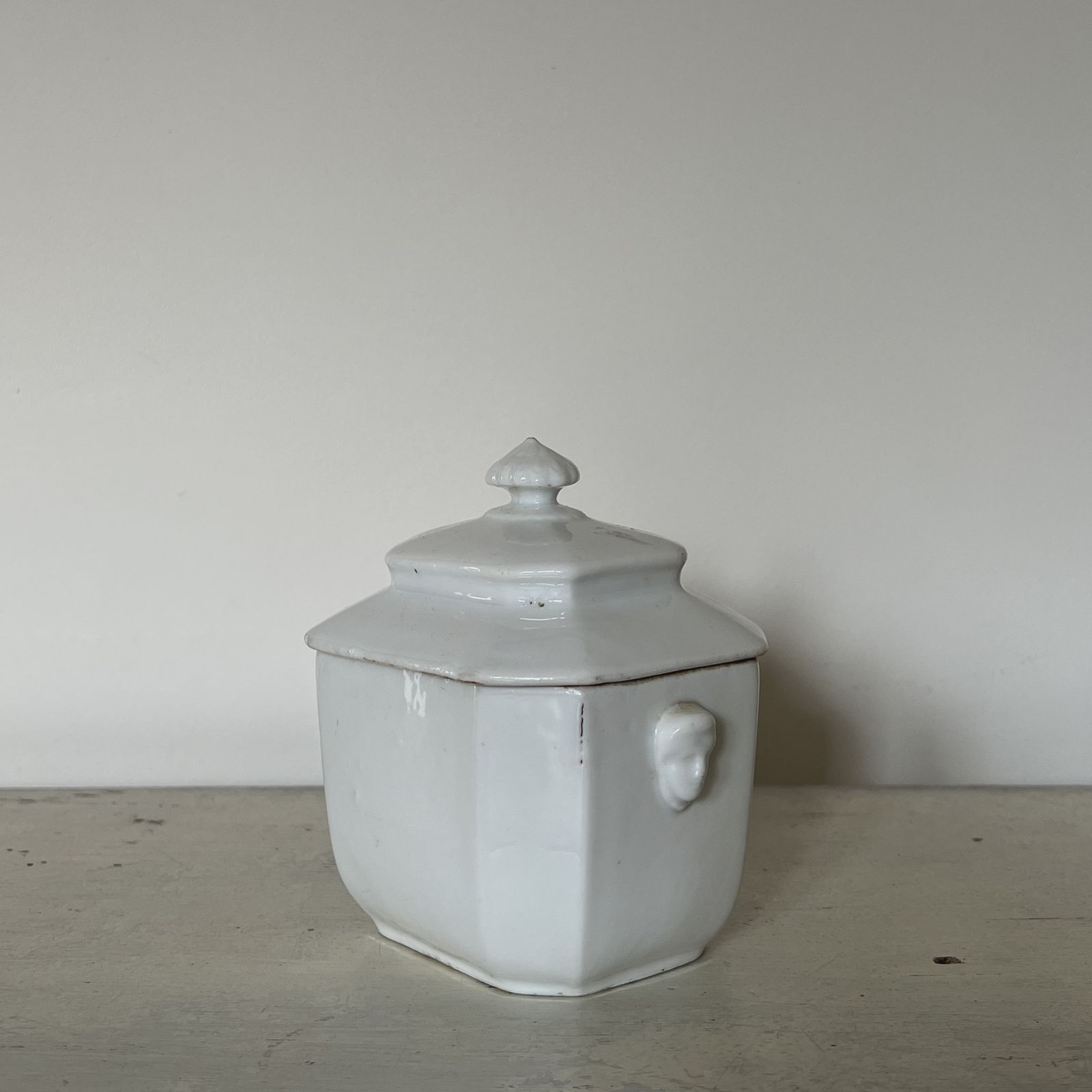 19th Century French Faience Creamware Sugar Box