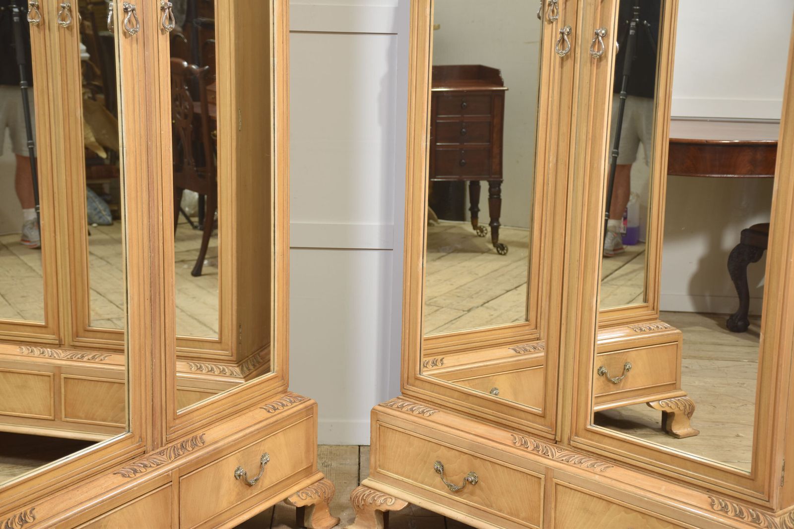 photo vintage Near Pair Of Walnut Wardrobes