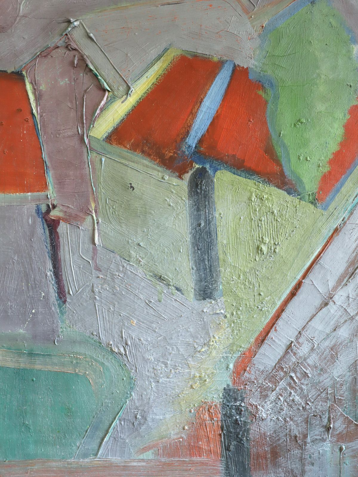 Houses With Red Roofs Oil Painting photo buy