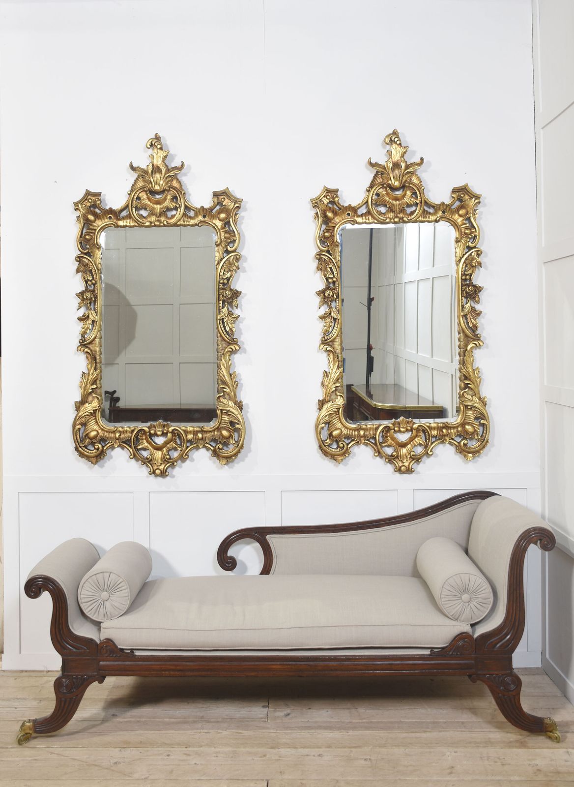 Pair Of Baroque Style Carved And Gilded Mirrors photo furniture