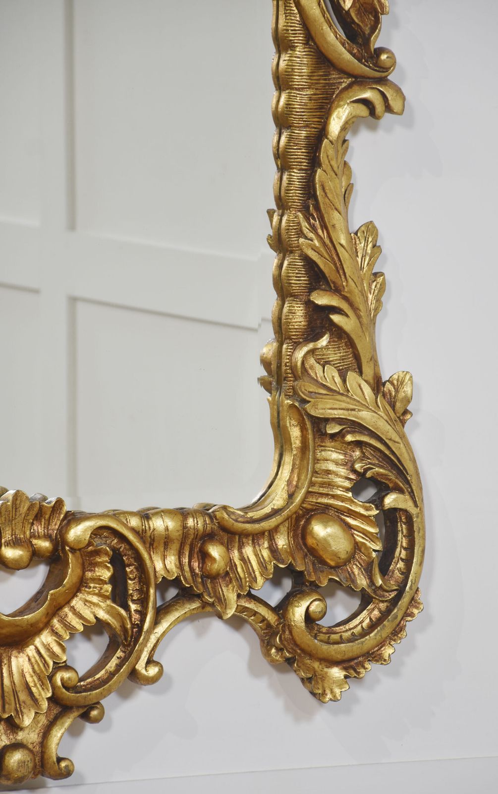 Pair Of Baroque Style Carved And Gilded Mirrors photo vintage