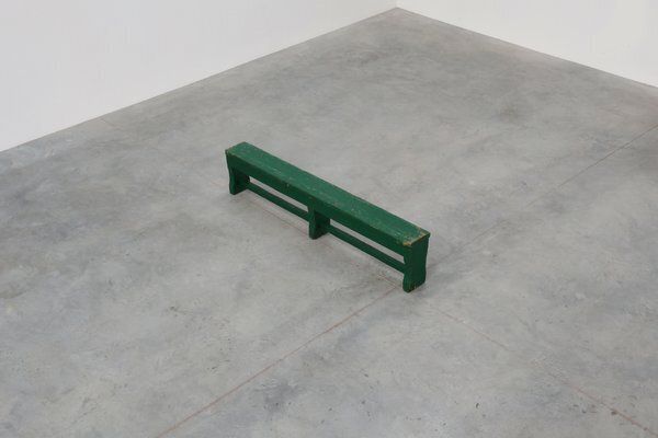 Rustic Primitive Green Farmhouse Bench In Oak, France, 1900s photo buy