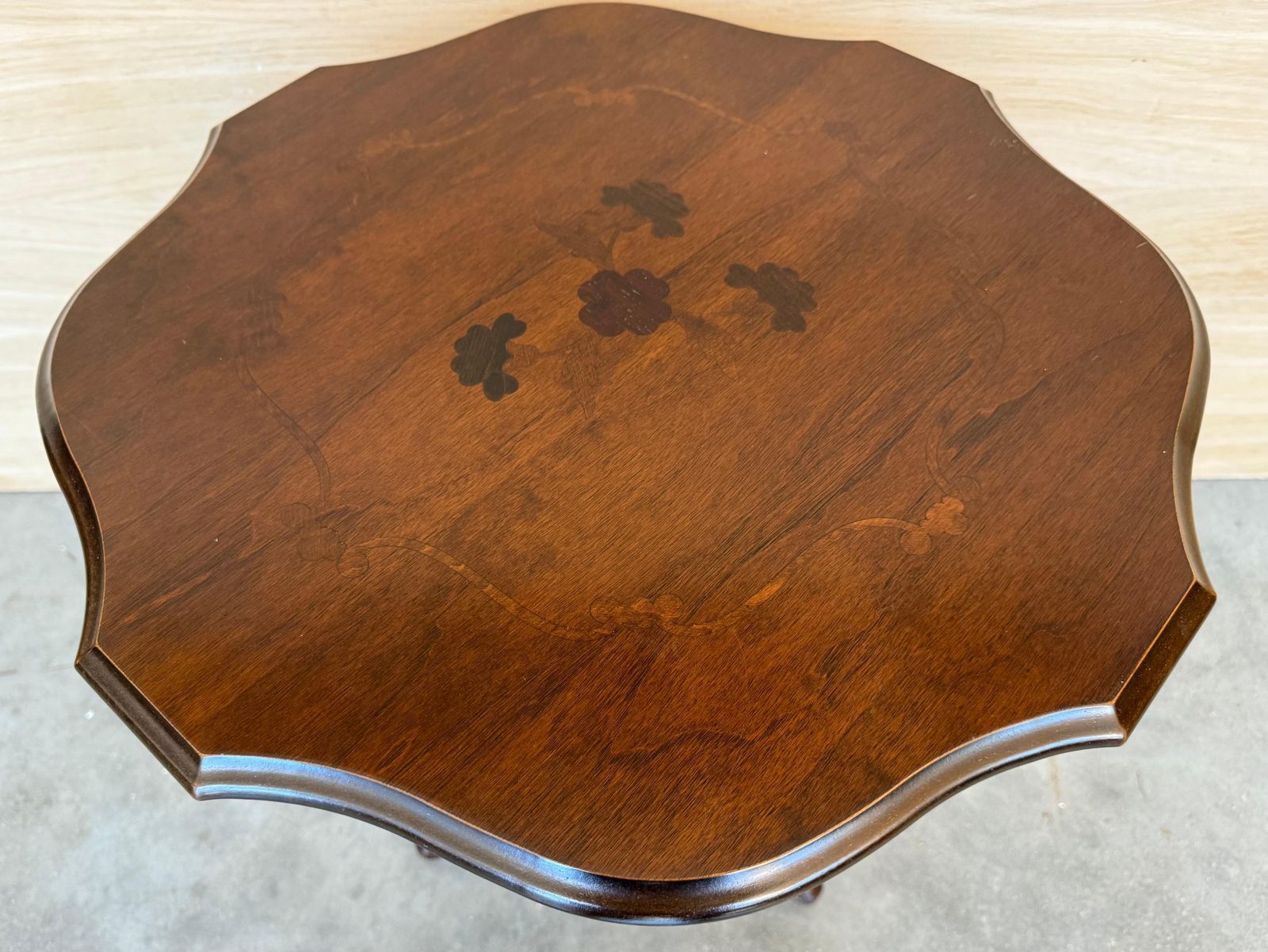 English Octagonal Pedestal Tea Or Side Table With Marquetry Top, 19th Century photo Furniture