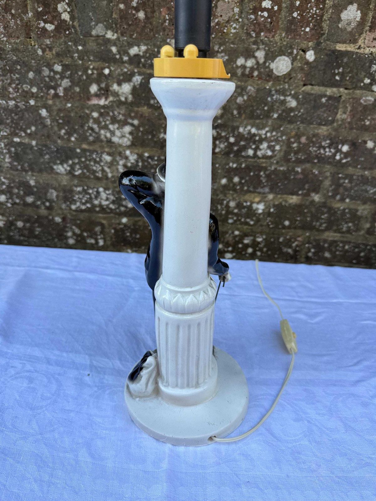 Vintage Charlie Chaplin Ceramic Lamp Base, Likely Italian, European, Mid 20th Century, Decorative Collectible Lighting Project photo vinterior