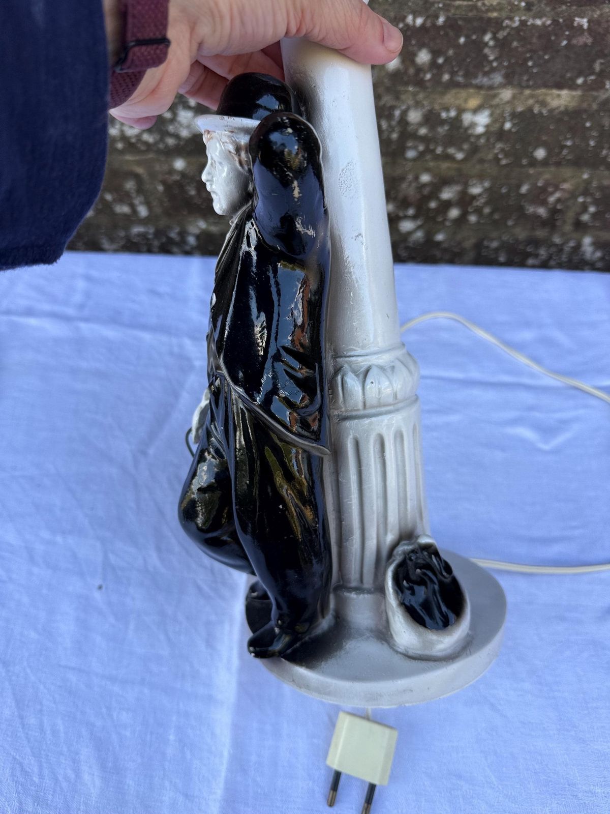 Vintage Charlie Chaplin Ceramic Lamp Base, Likely Italian, European, Mid 20th Century, Decorative Collectible Lighting Project photo vintage