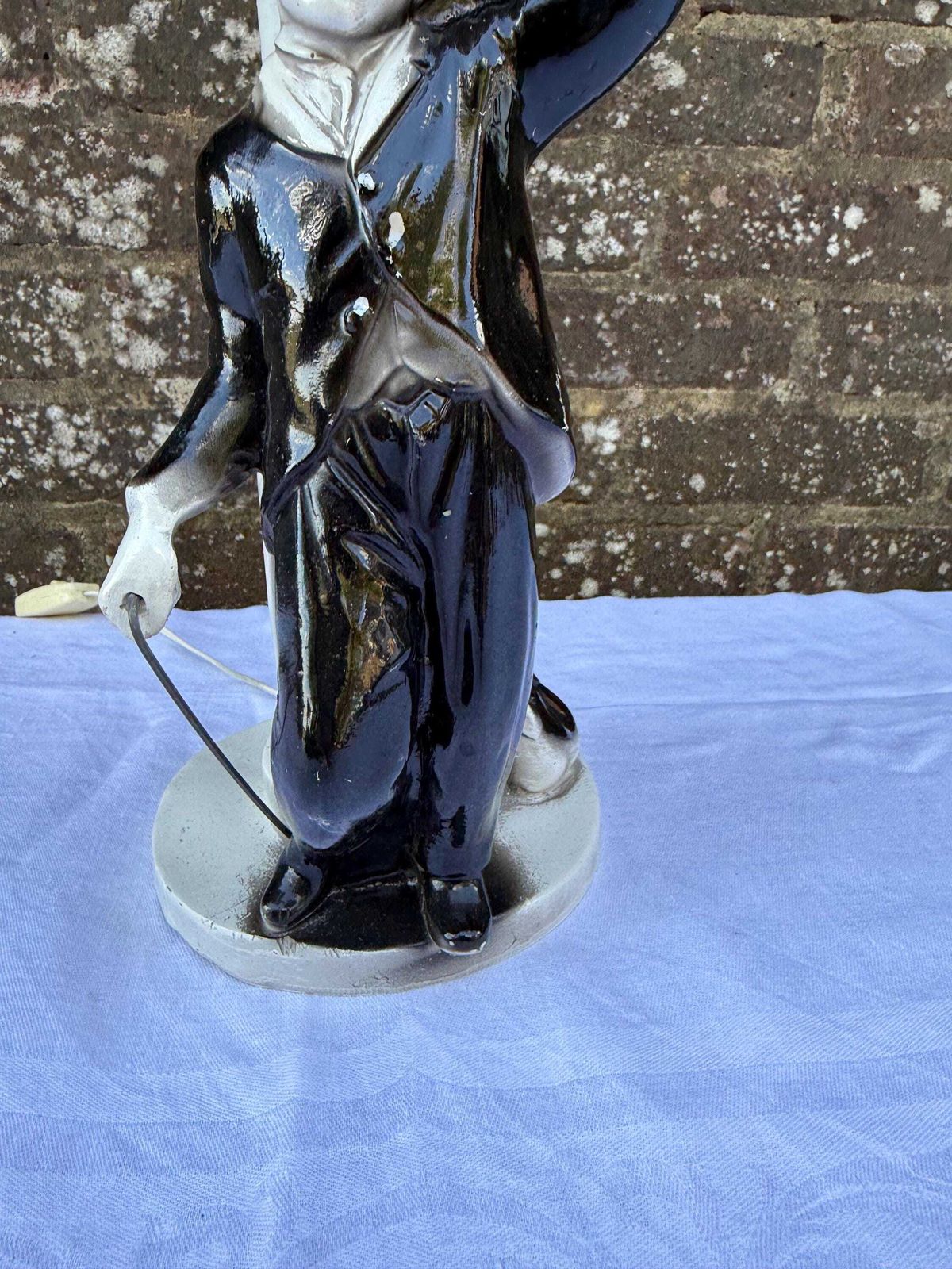 photo furniture Vintage Charlie Chaplin Ceramic Lamp Base, Likely Italian, European, Mid 20th Century, Decorative Collectible Lighting Project