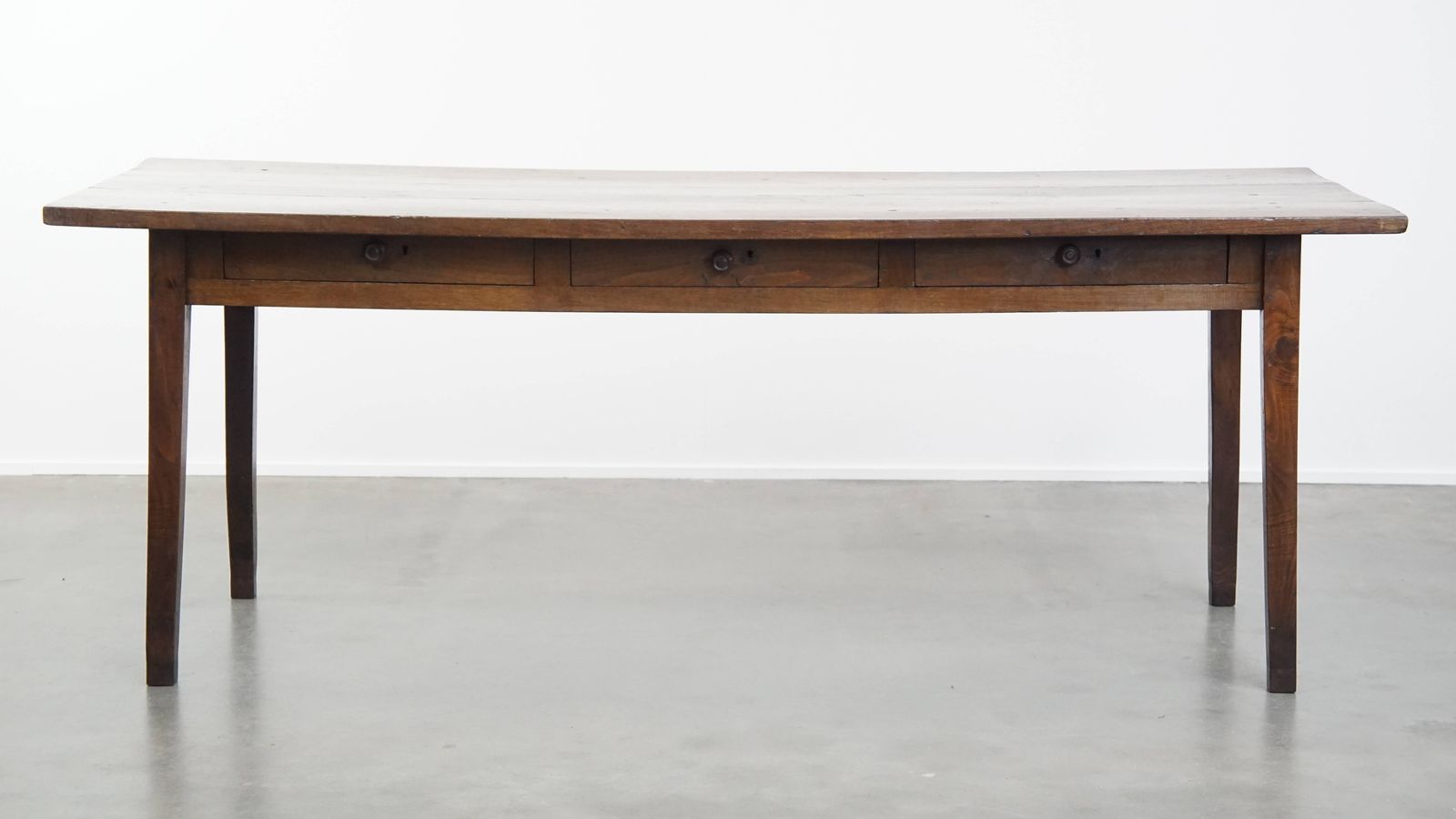 Timeless Antique Early 19th Century English 6 Person Dining Table With A Beautiful Walnut Top And 3 Drawers photo furniture